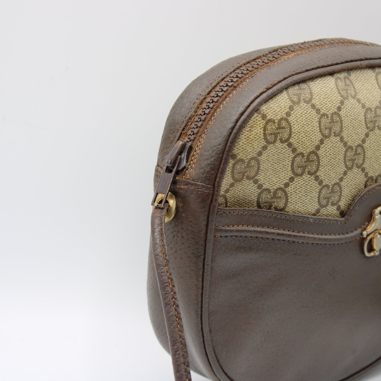 Gucci Horsebit 1955 Brown GG Monogram Canvas Crossbody Shoulder Bag