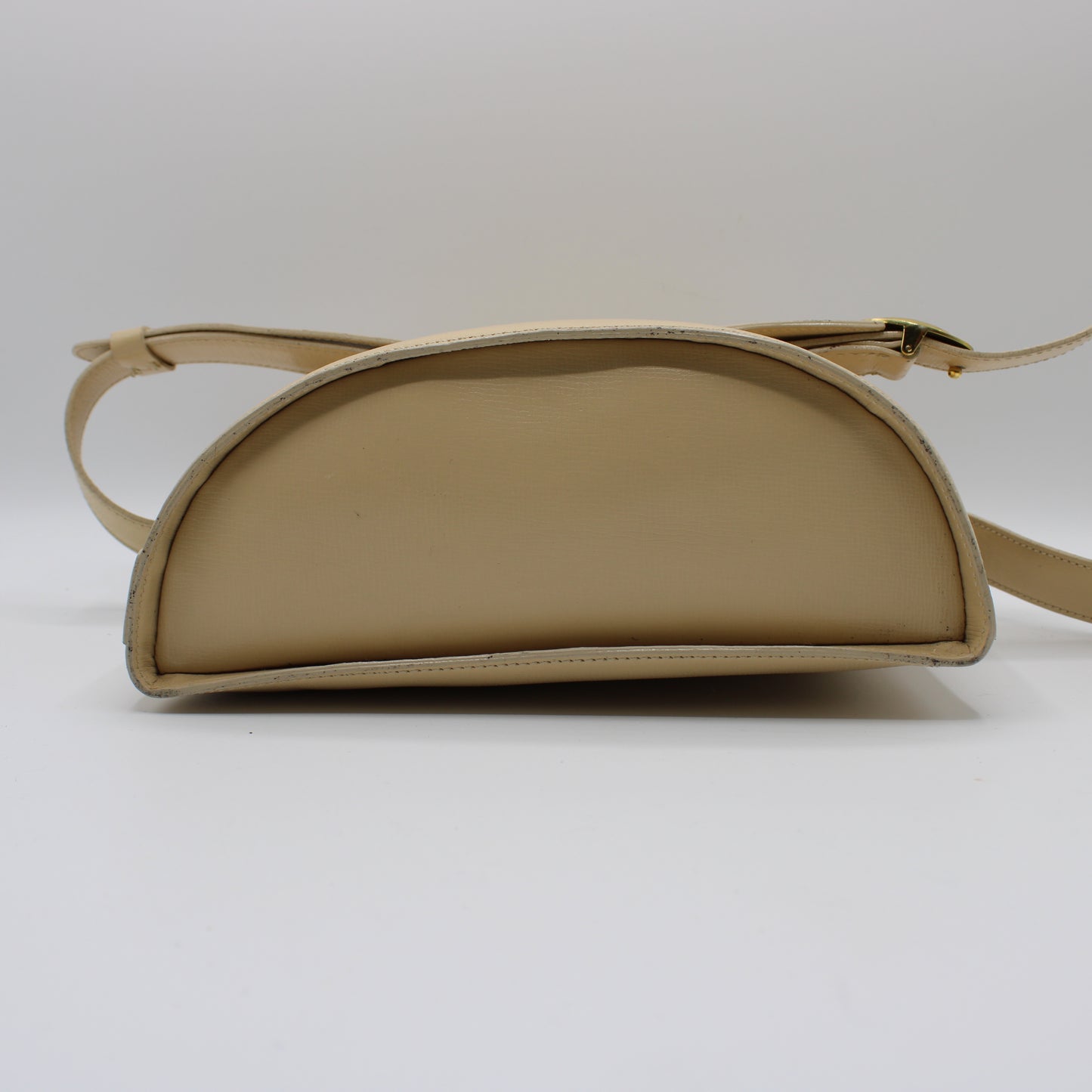 Christian Dior Beige Leather Oval CD Logo Flap Crossbody Bag