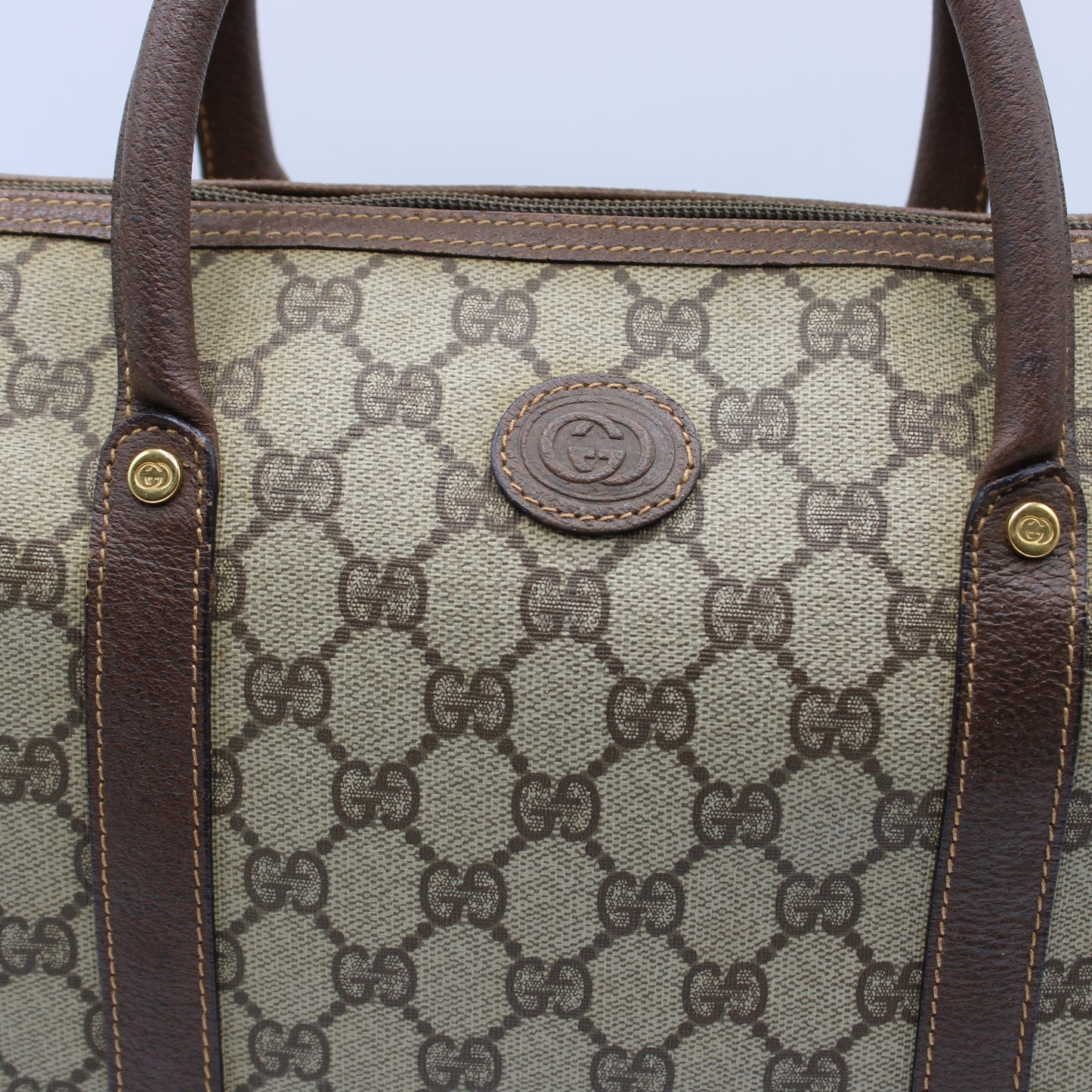 Gucci Ophidia GG Brown Canvas and Leather Boston Bag