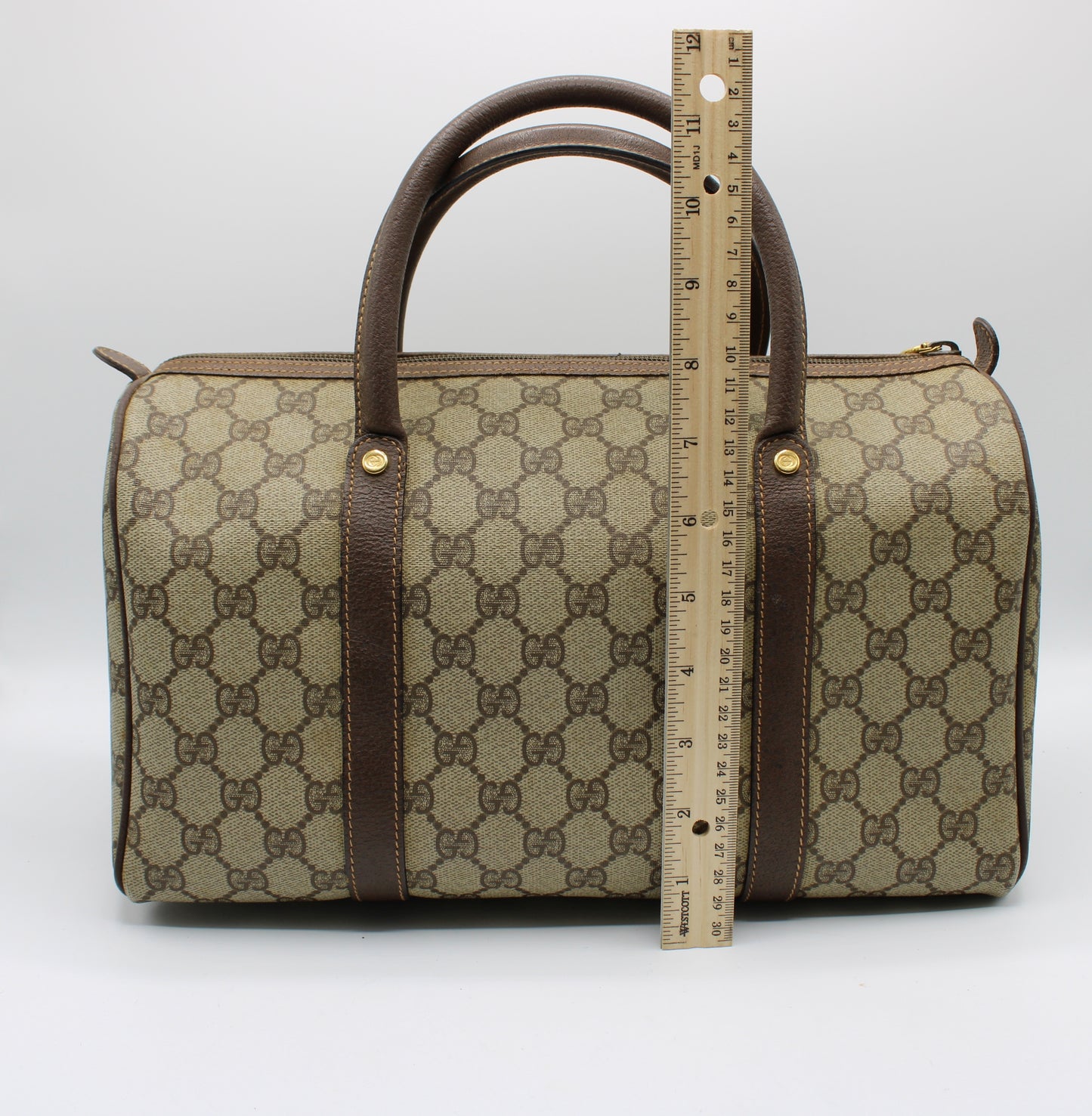 Gucci Ophidia GG Brown Canvas and Leather Boston Bag