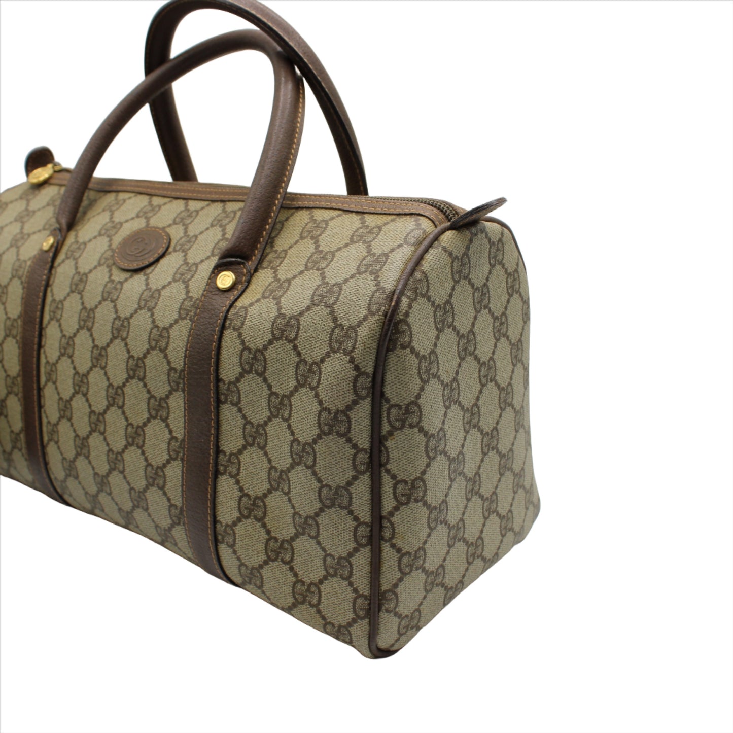 Gucci Ophidia GG Brown Canvas and Leather Boston Bag