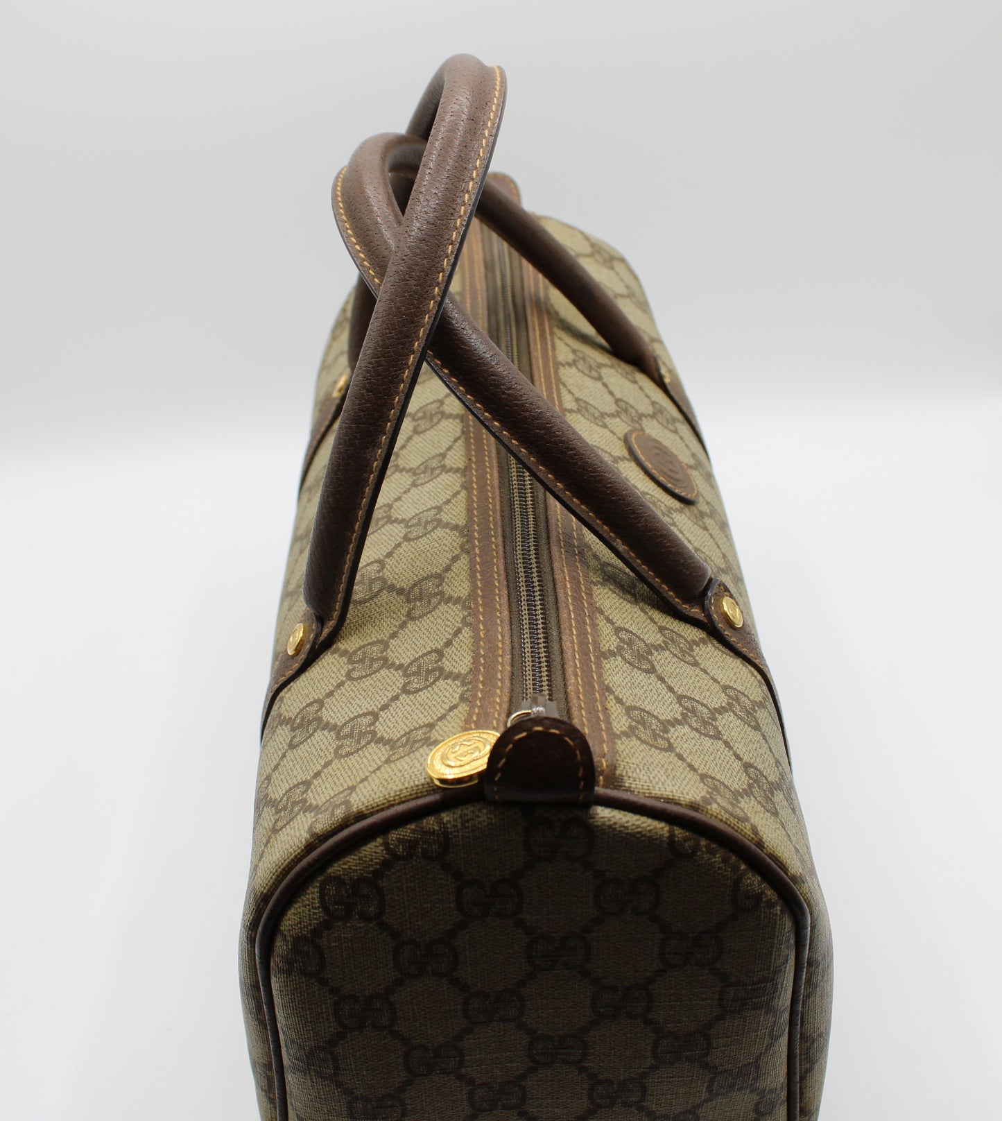 Gucci Ophidia GG Brown Canvas and Leather Boston Bag