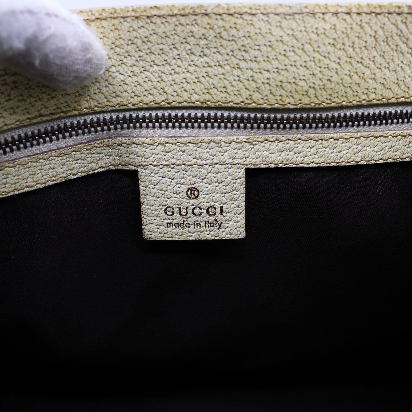 Gucci Beige Leather and Canvas Open Top Tote Bag