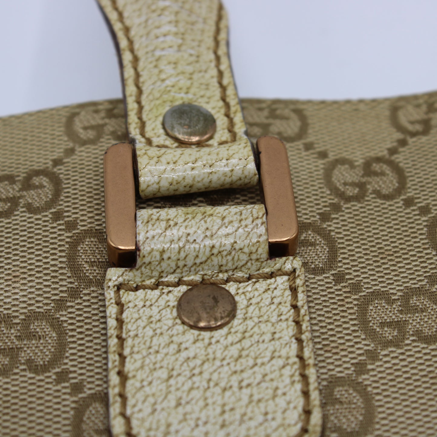 Gucci Beige Leather and Canvas Open Top Tote Bag