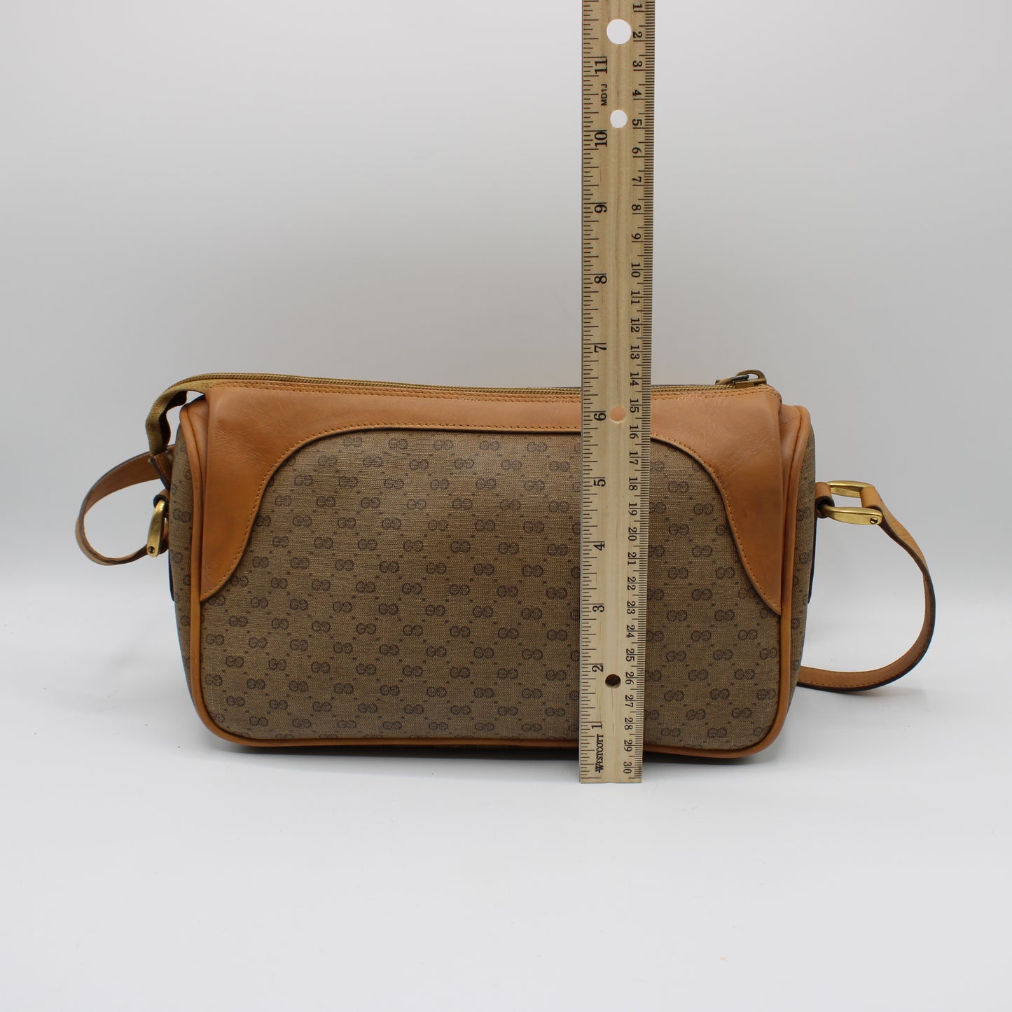 Gucci Brown GG Monogram Canvas Leather Crossbody Bag