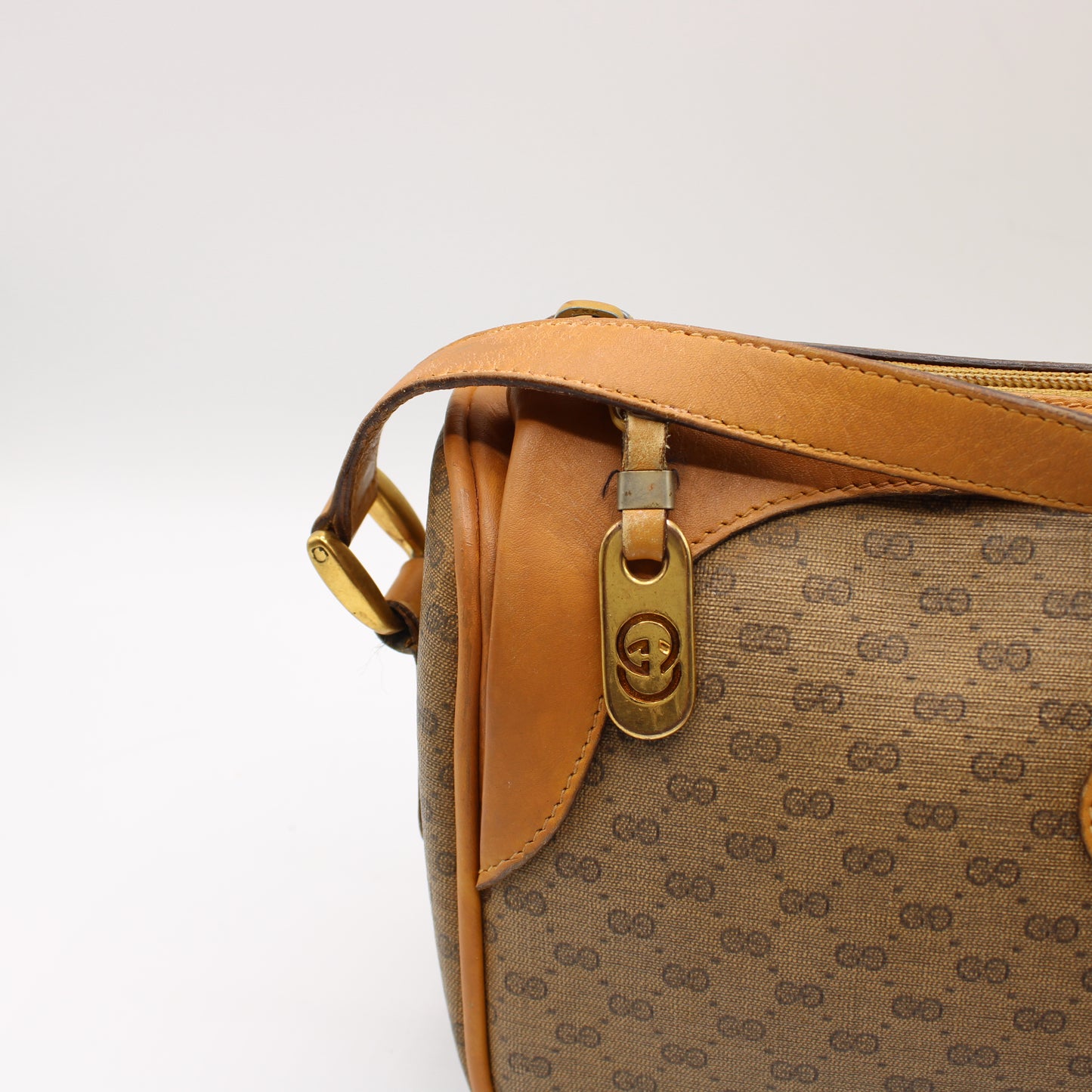 Gucci Brown GG Monogram Canvas Leather Crossbody Bag