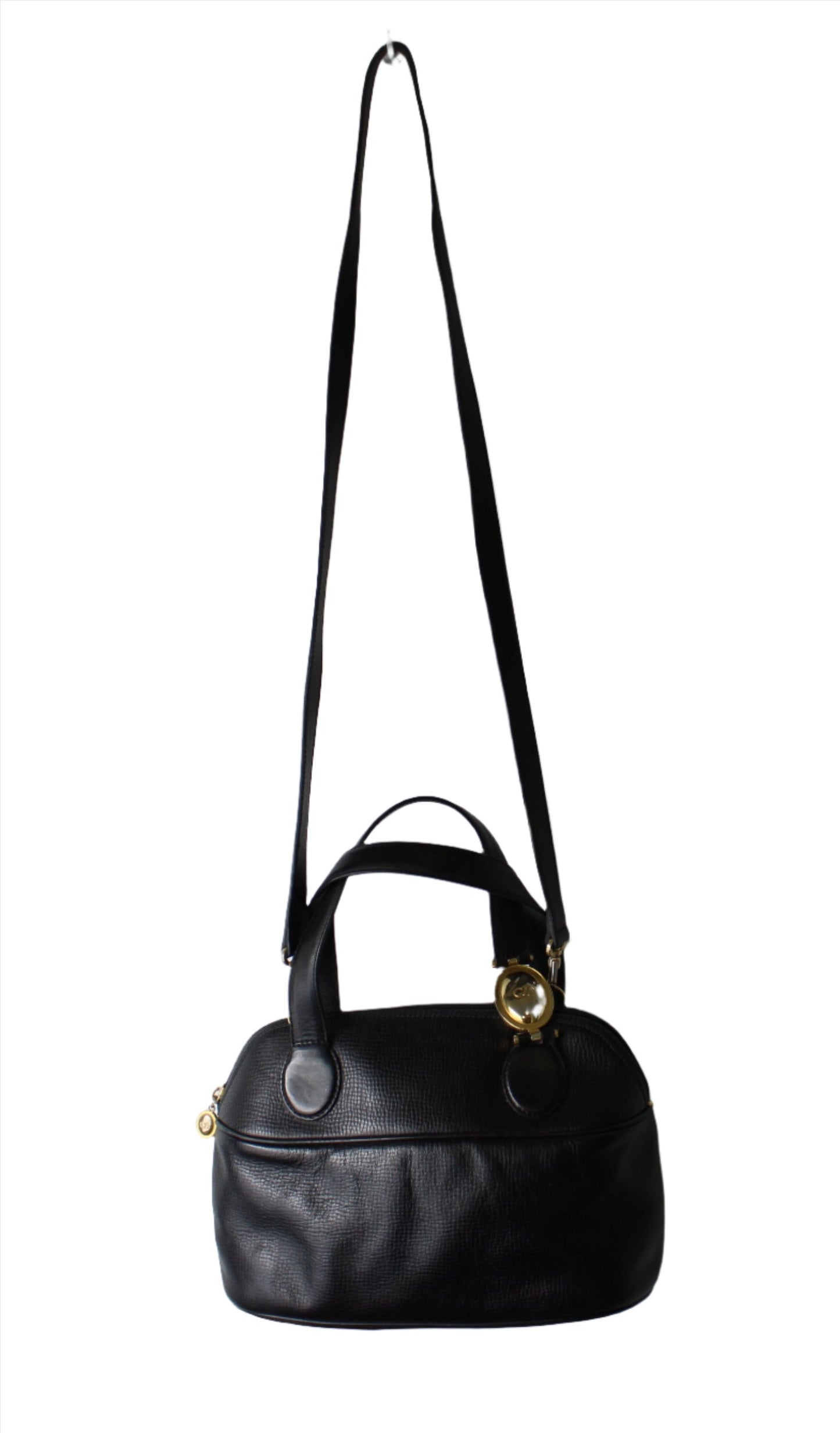 Christian Dior Black Leather Petite Two-Way Boston Bag