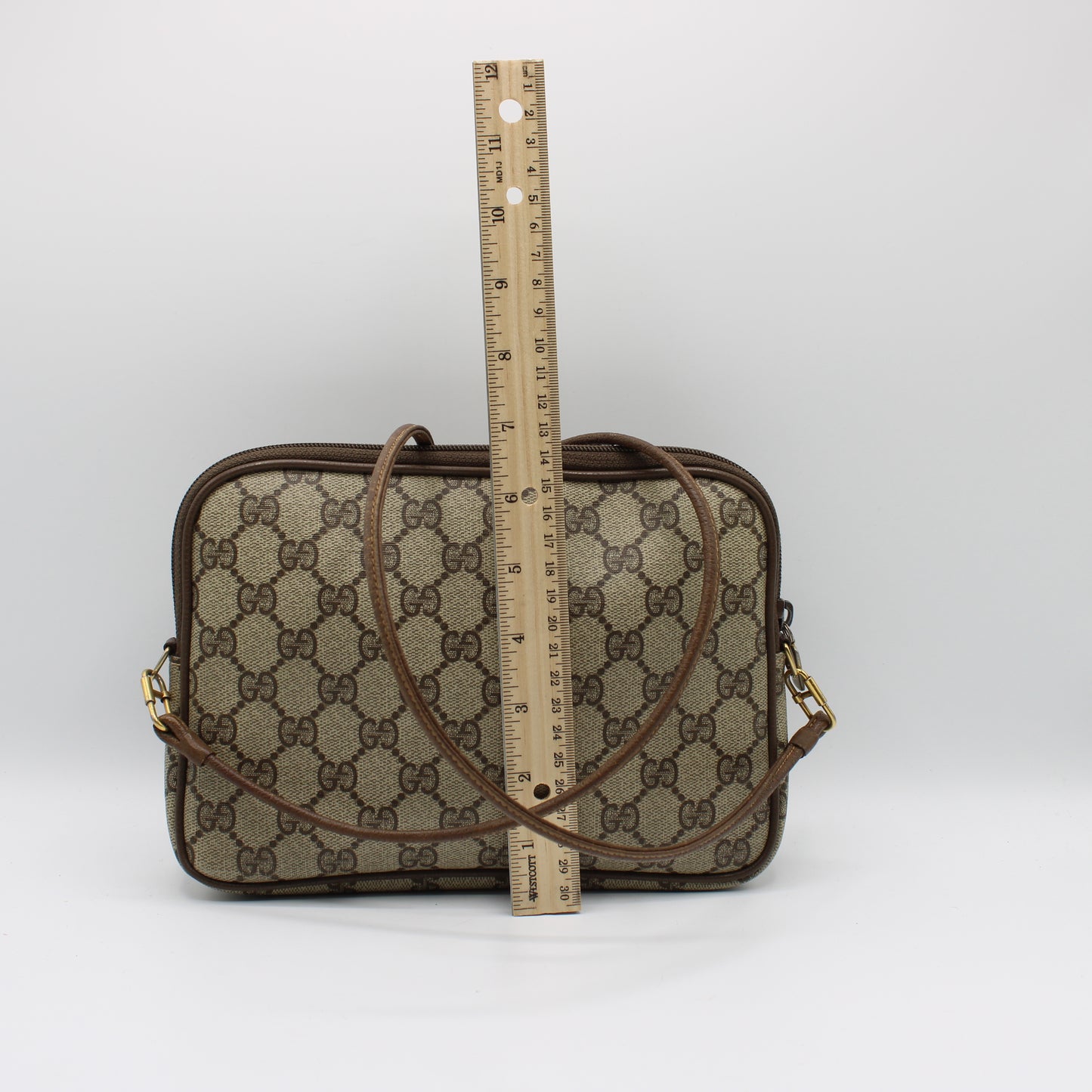 Gucci GG Ophidia Beige and Brown Leather Trim Crossbody Bag