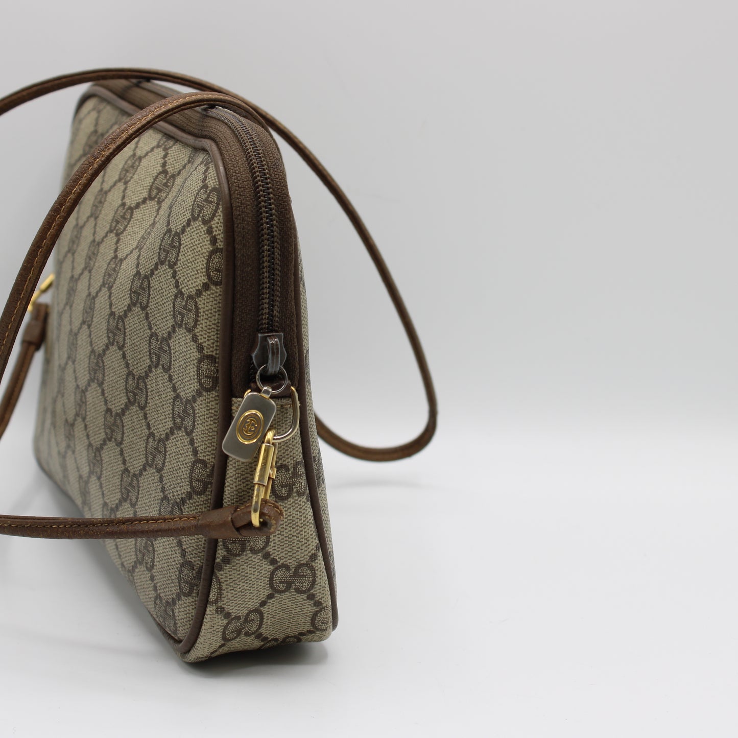 Gucci GG Ophidia Beige and Brown Leather Trim Crossbody Bag