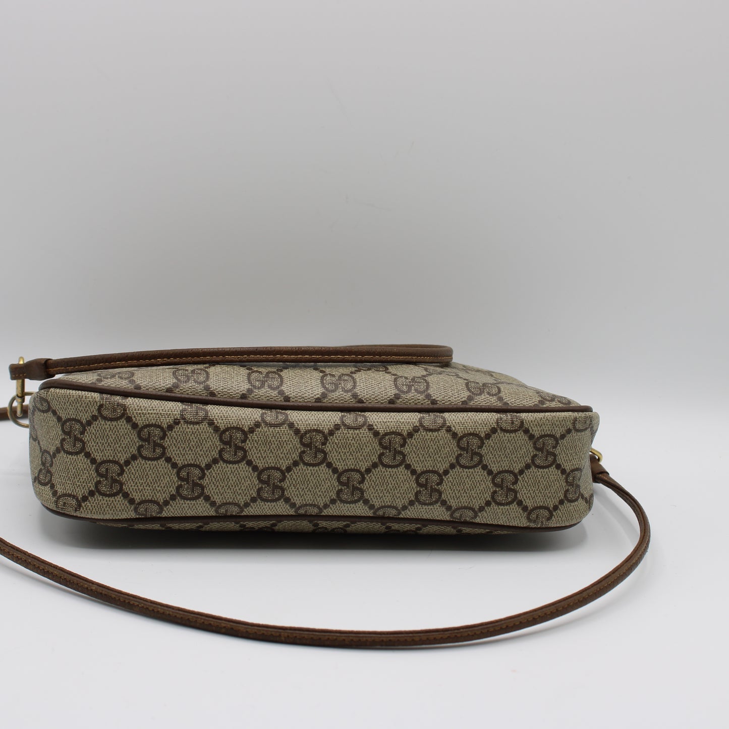 Gucci GG Ophidia Beige and Brown Leather Trim Crossbody Bag