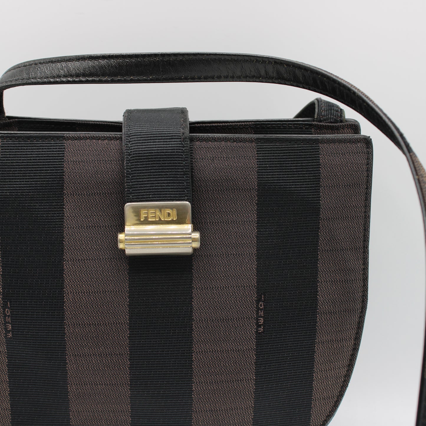 Fendi Brown Striped Pequin Crossbody Bag