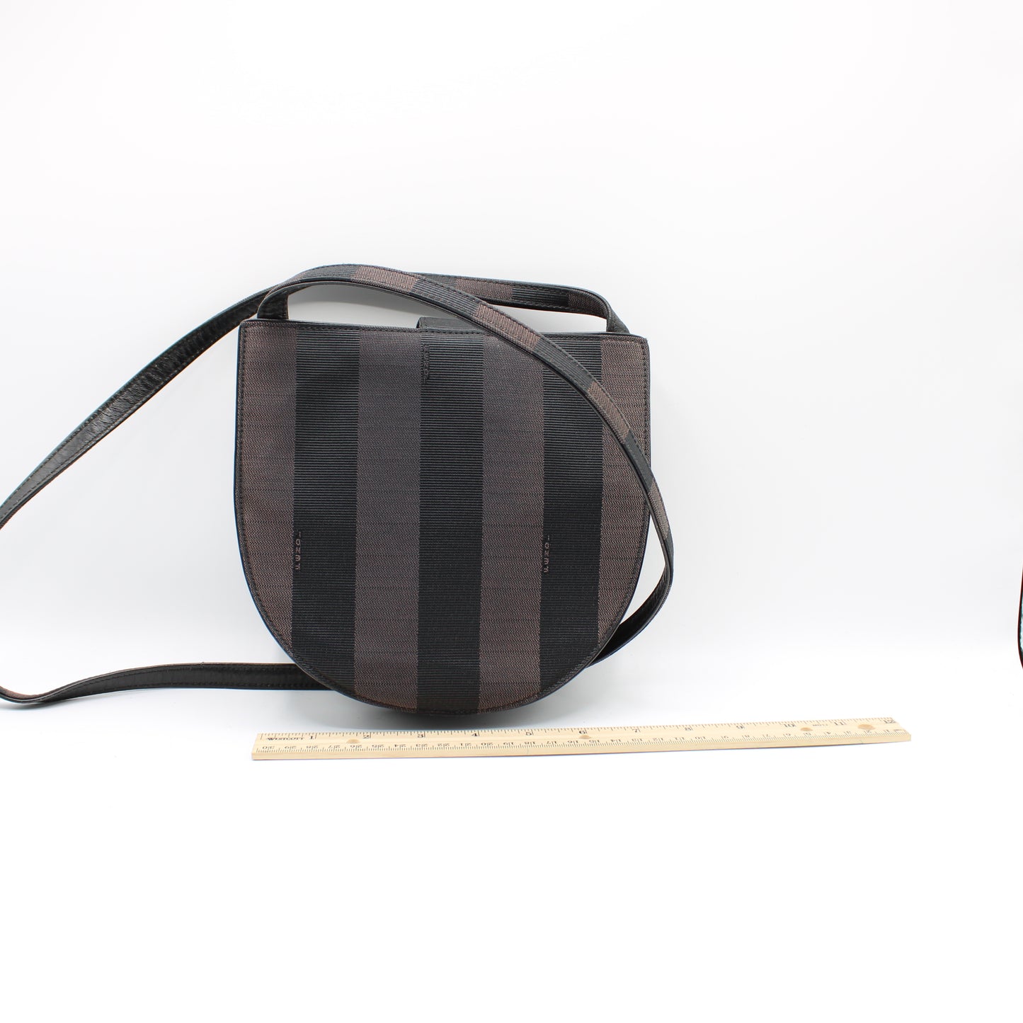 Fendi Brown Striped Pequin Crossbody Bag