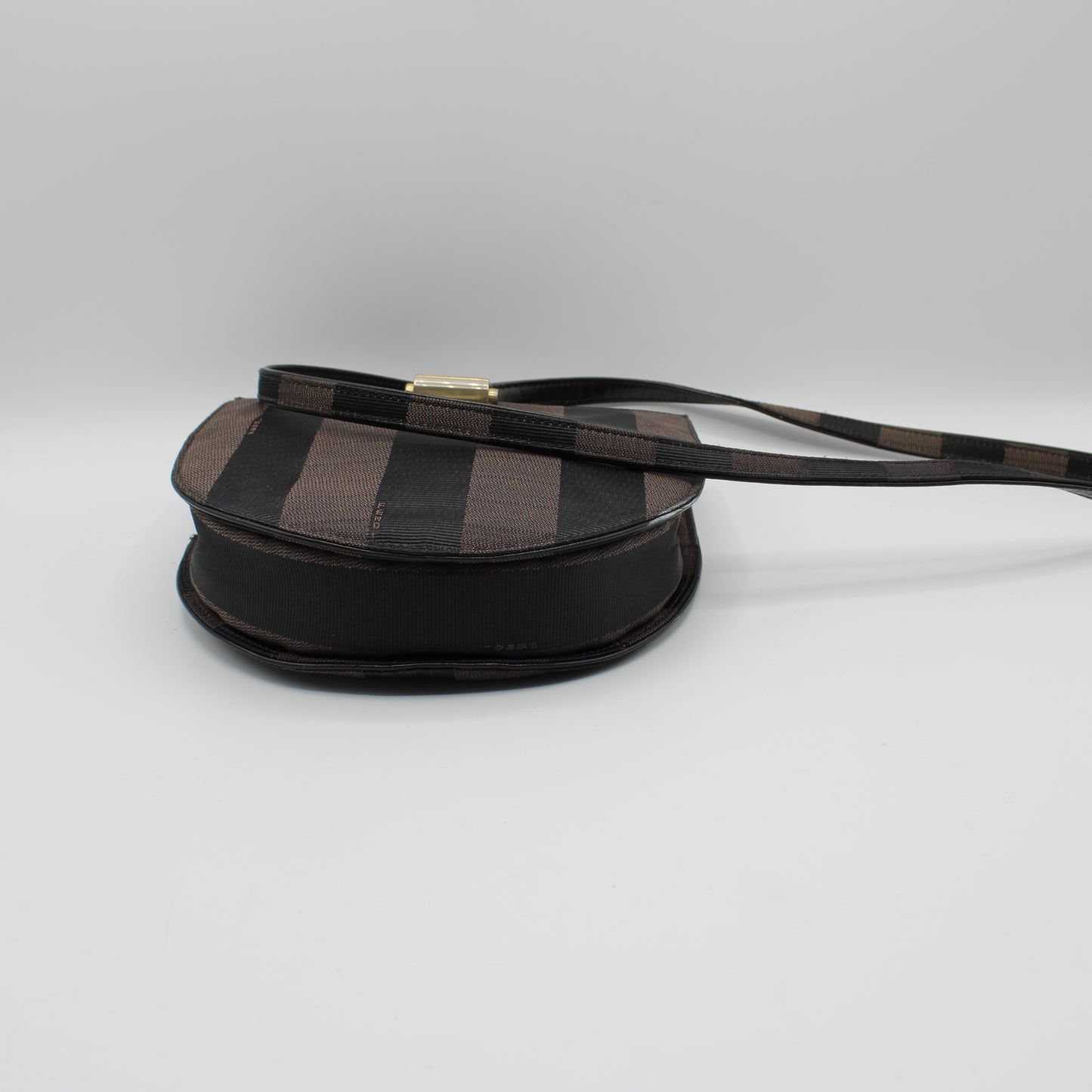 Fendi Brown Striped Pequin Crossbody Bag