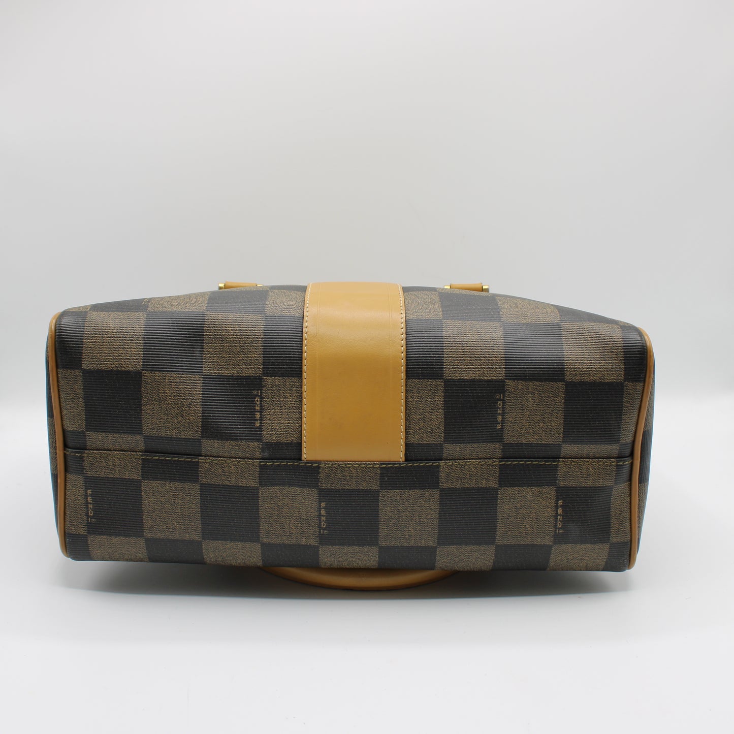 Fendi Brown Checkered Pequin Petite Boston Bag