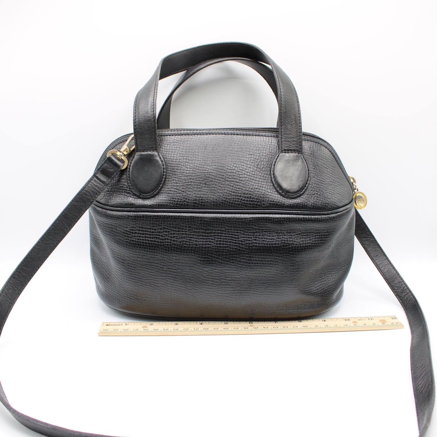 Christian Dior Black Leather Petite Two-Way Boston Bag