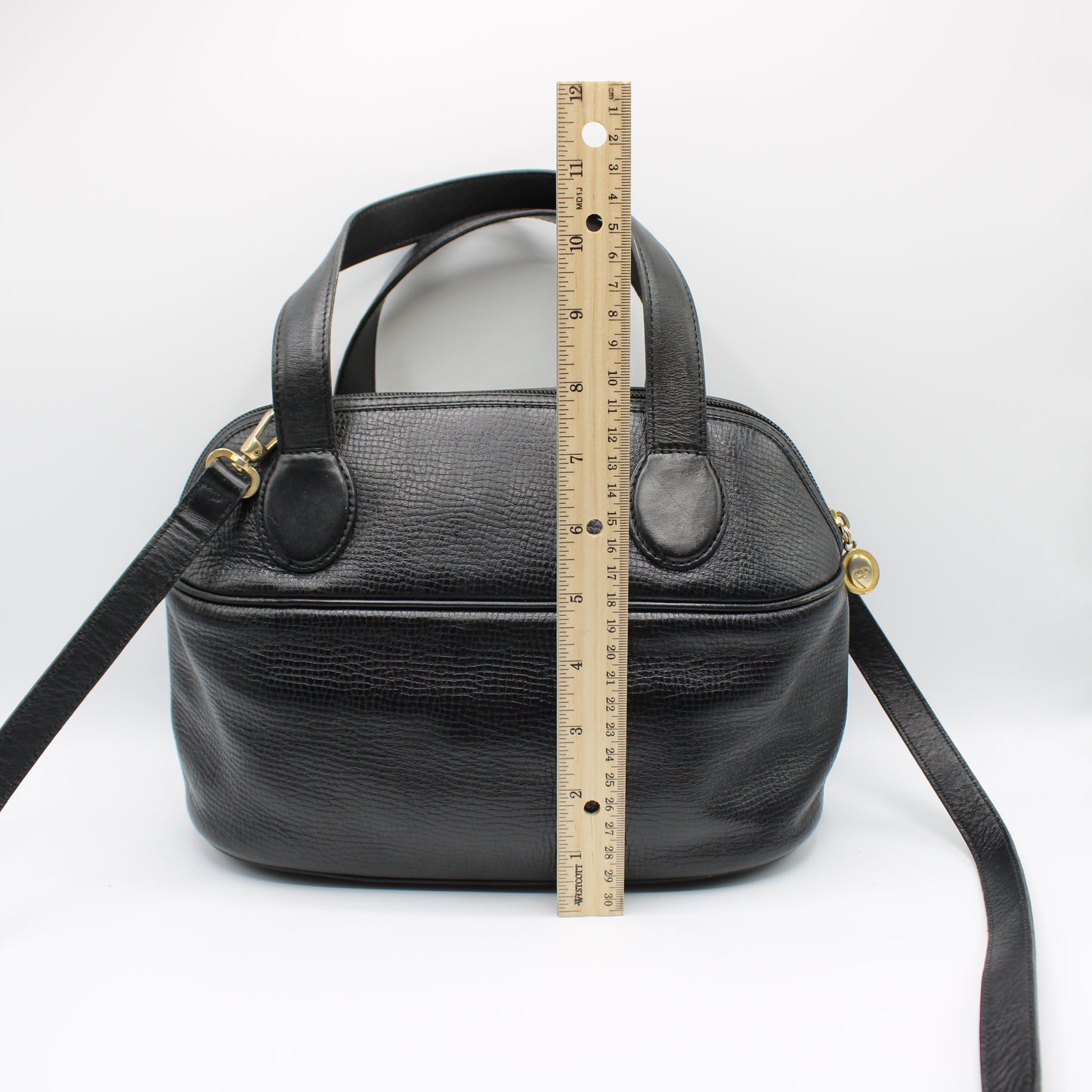 Christian Dior Black Leather Petite Two-Way Boston Bag