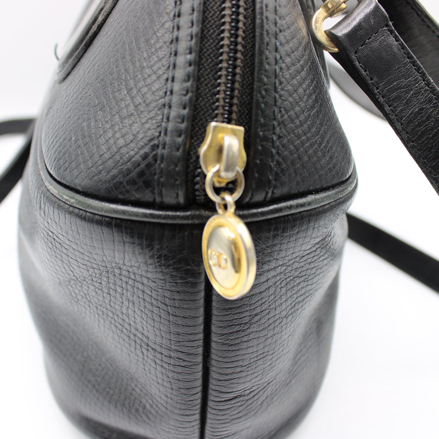 Christian Dior Black Leather Petite Two-Way Boston Bag