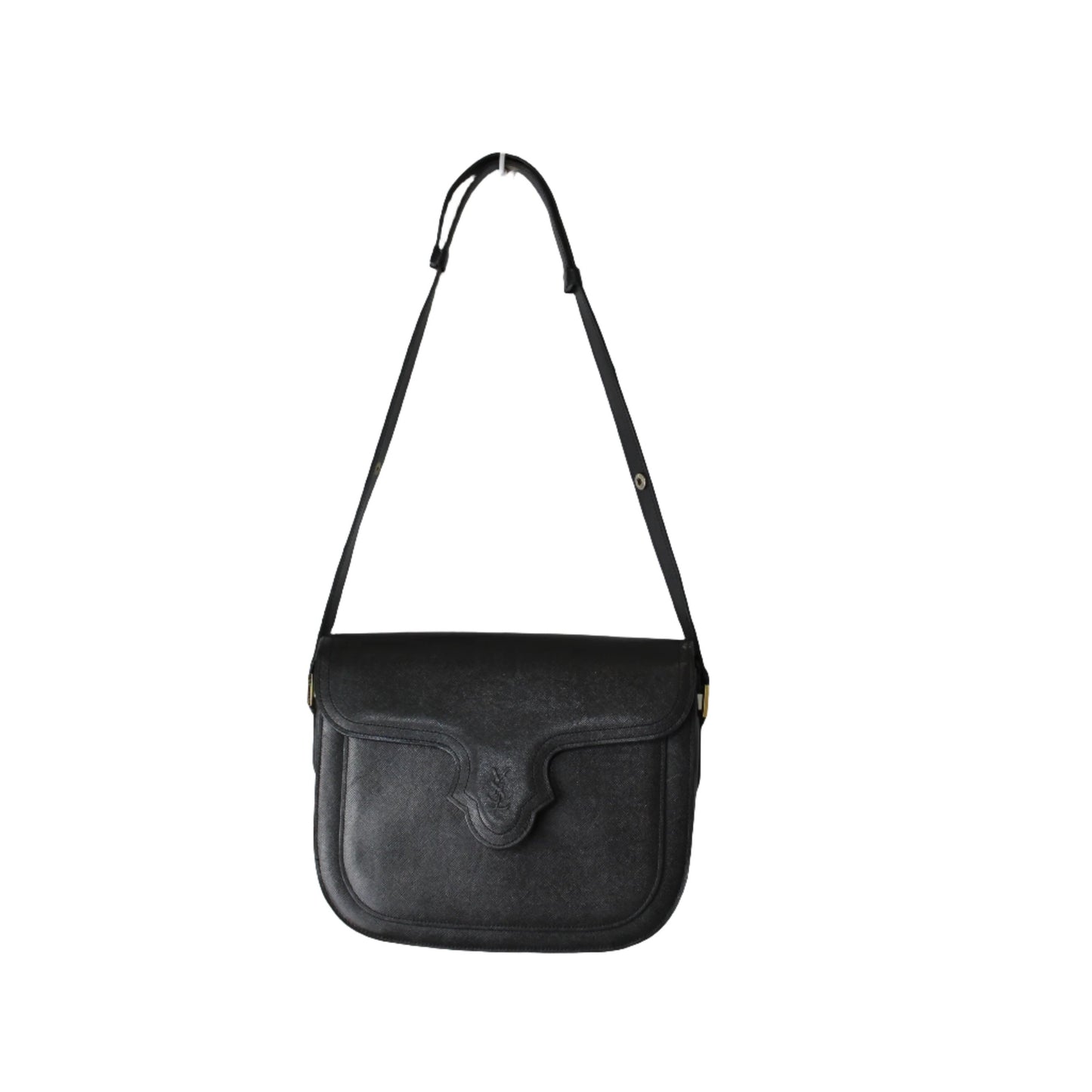 Yves Saint Laurent Black Leather Logo-Embossed Crossbody Bag