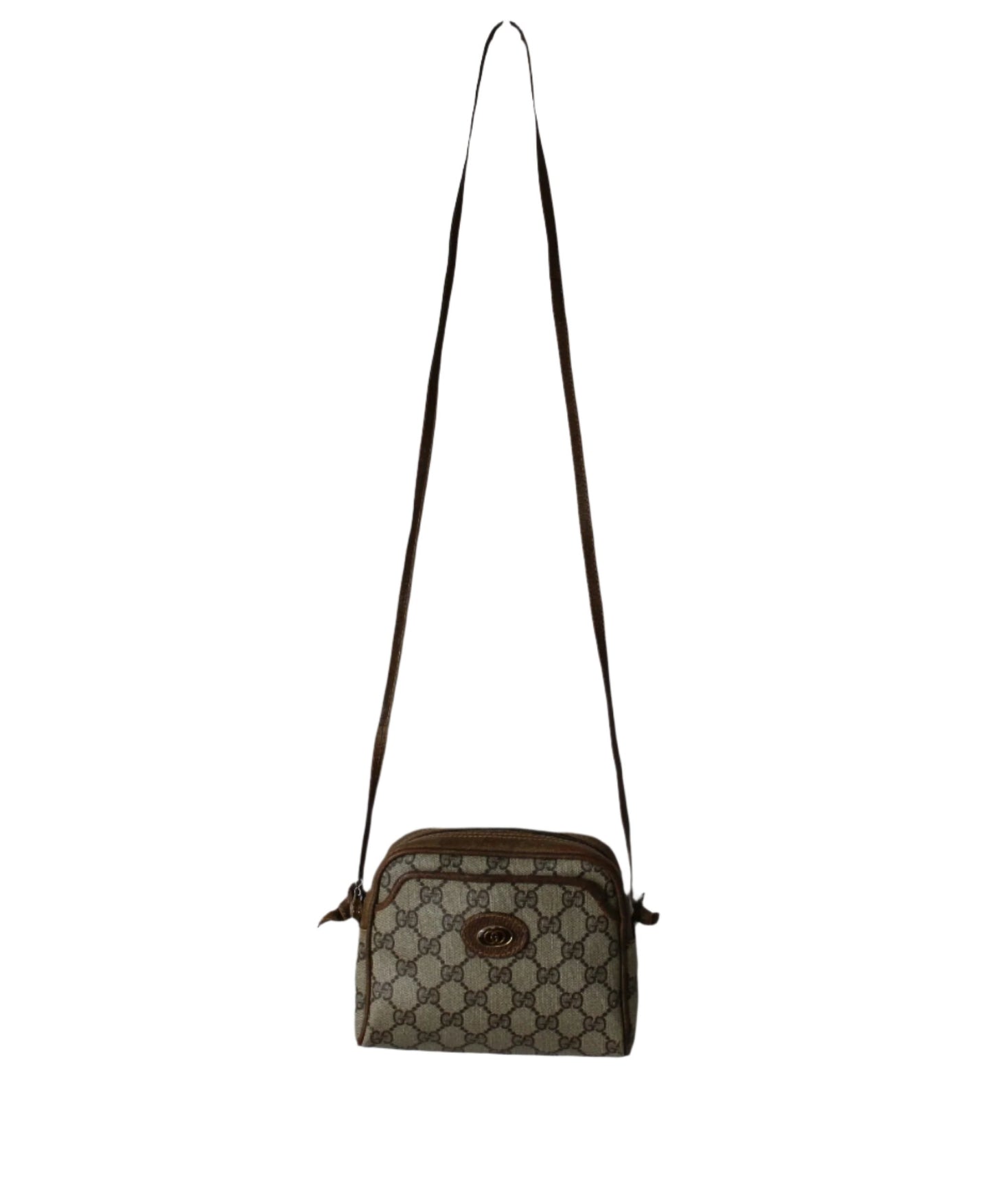 Gucci Brown GG Monogram Canvas Leather Mini Crossbody Bag