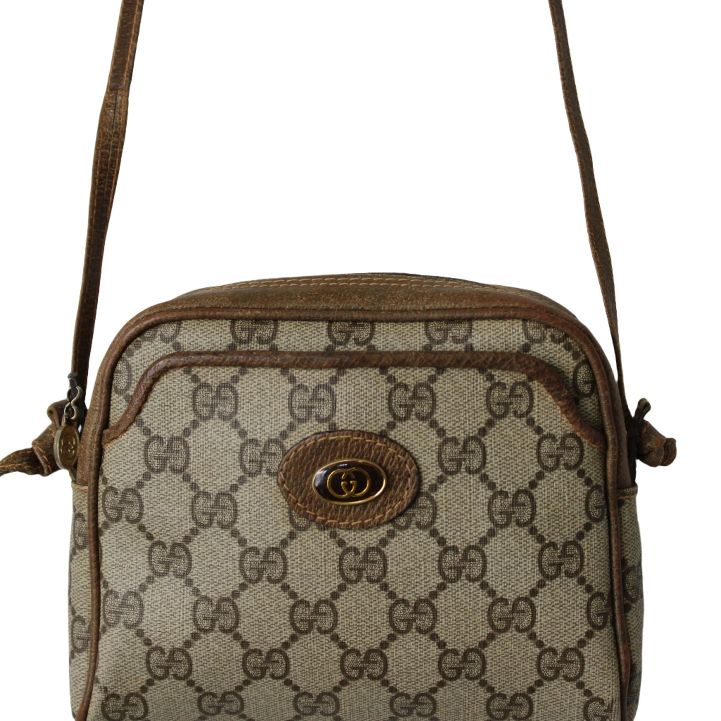 Gucci Brown GG Monogram Canvas Leather Mini Crossbody Bag