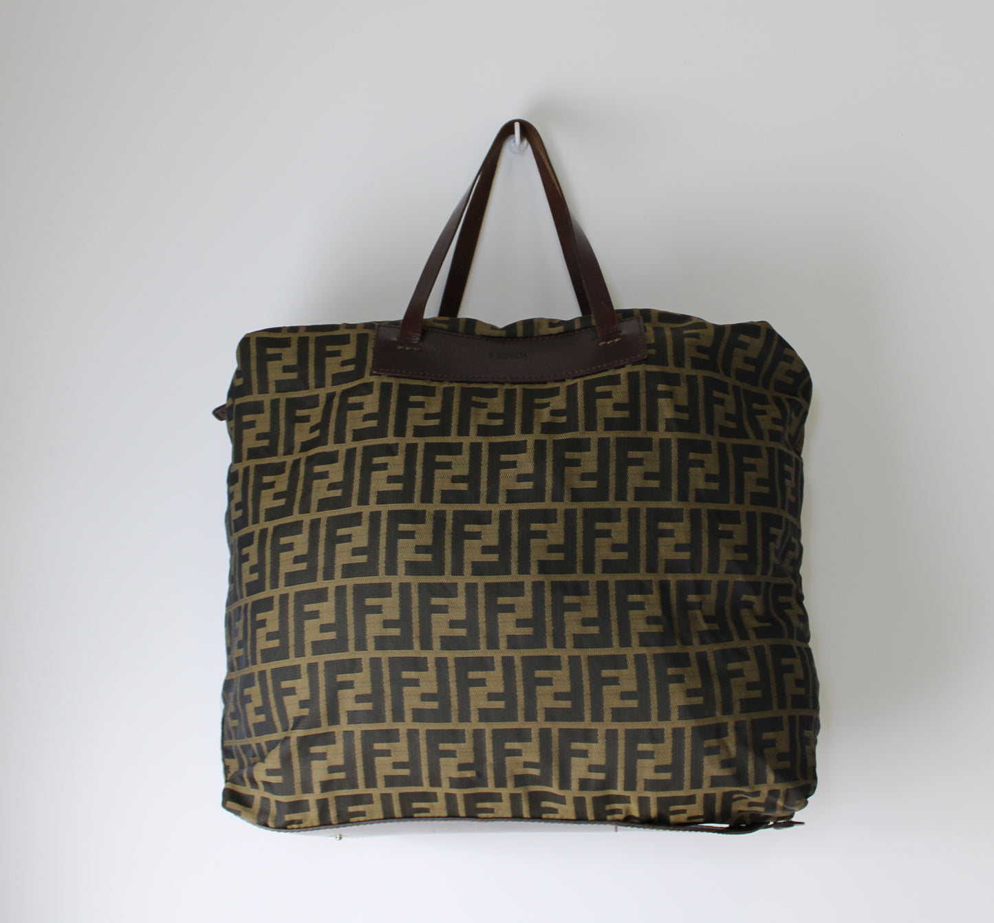 Fendi Brown Zucca Canvas Leather Collapsible Shopping Tote #2