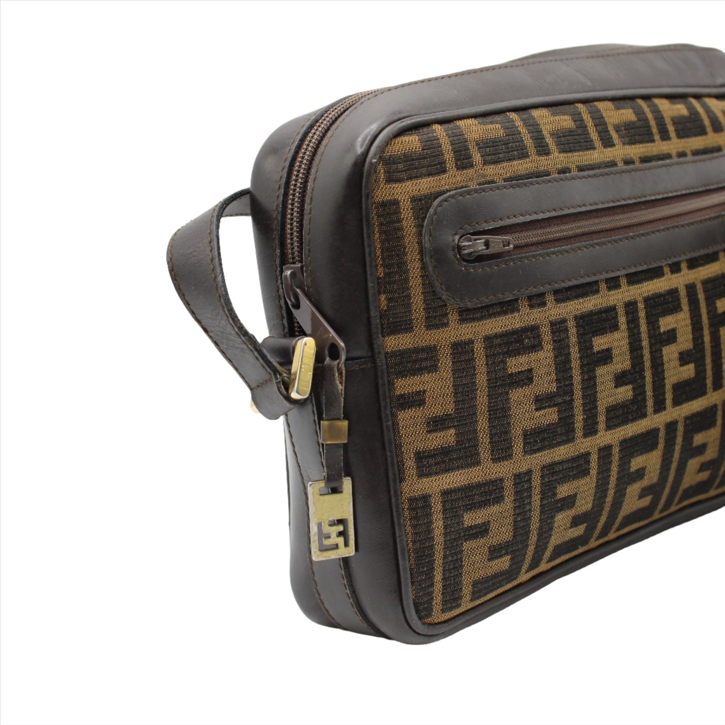 Fendi Brown Zucca Canvas Medium Size Crossbody Bag