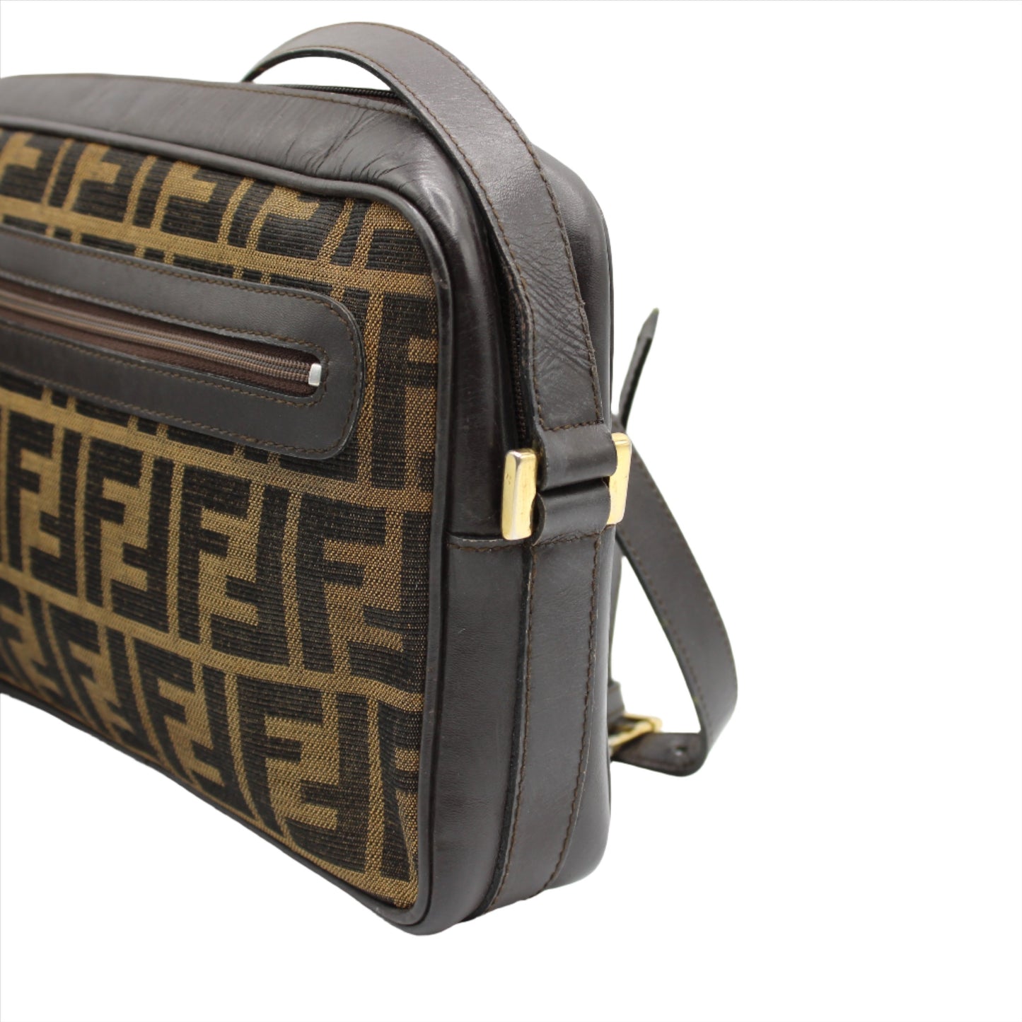 Fendi Brown Zucca Canvas Medium Size Crossbody Bag