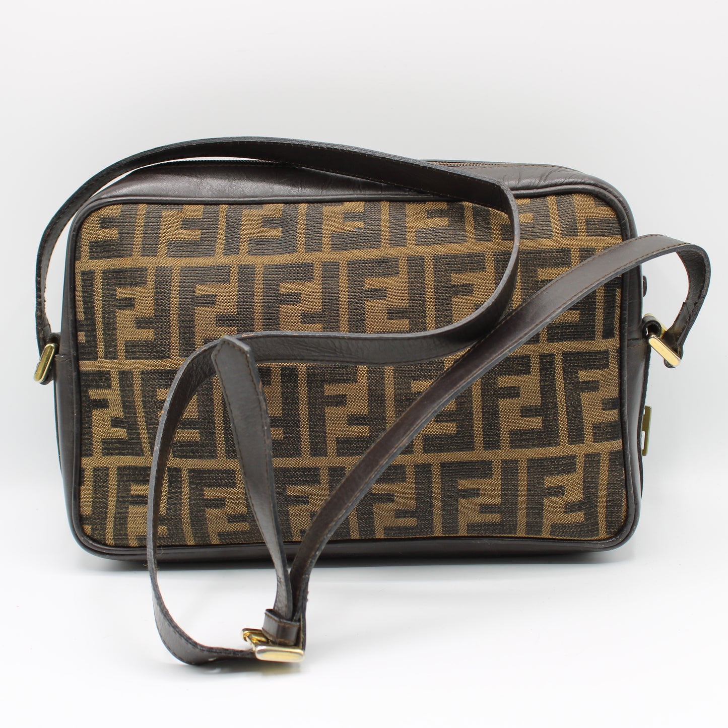 Fendi Brown Zucca Canvas Medium Size Crossbody Bag