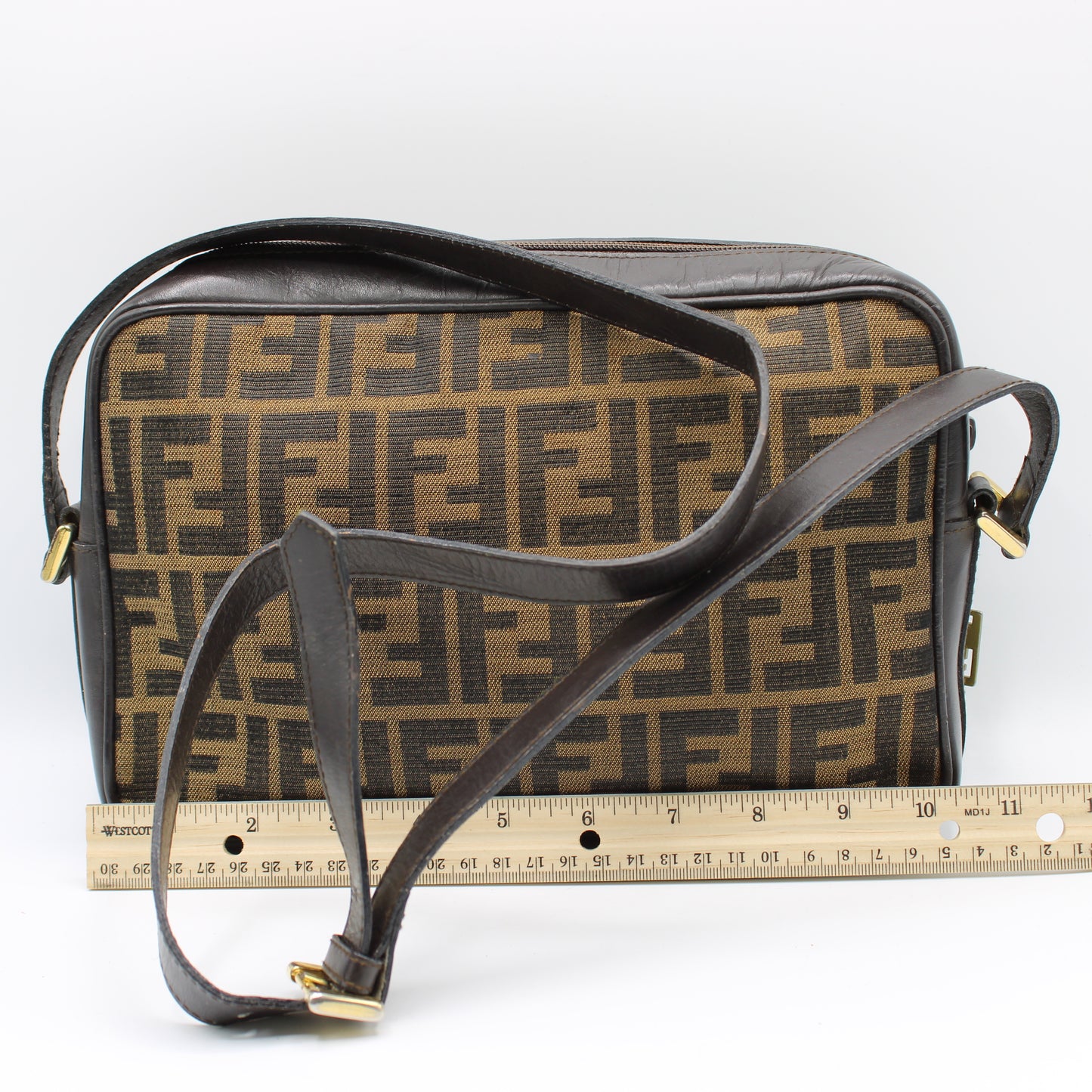 Fendi Brown Zucca Canvas Medium Size Crossbody Bag