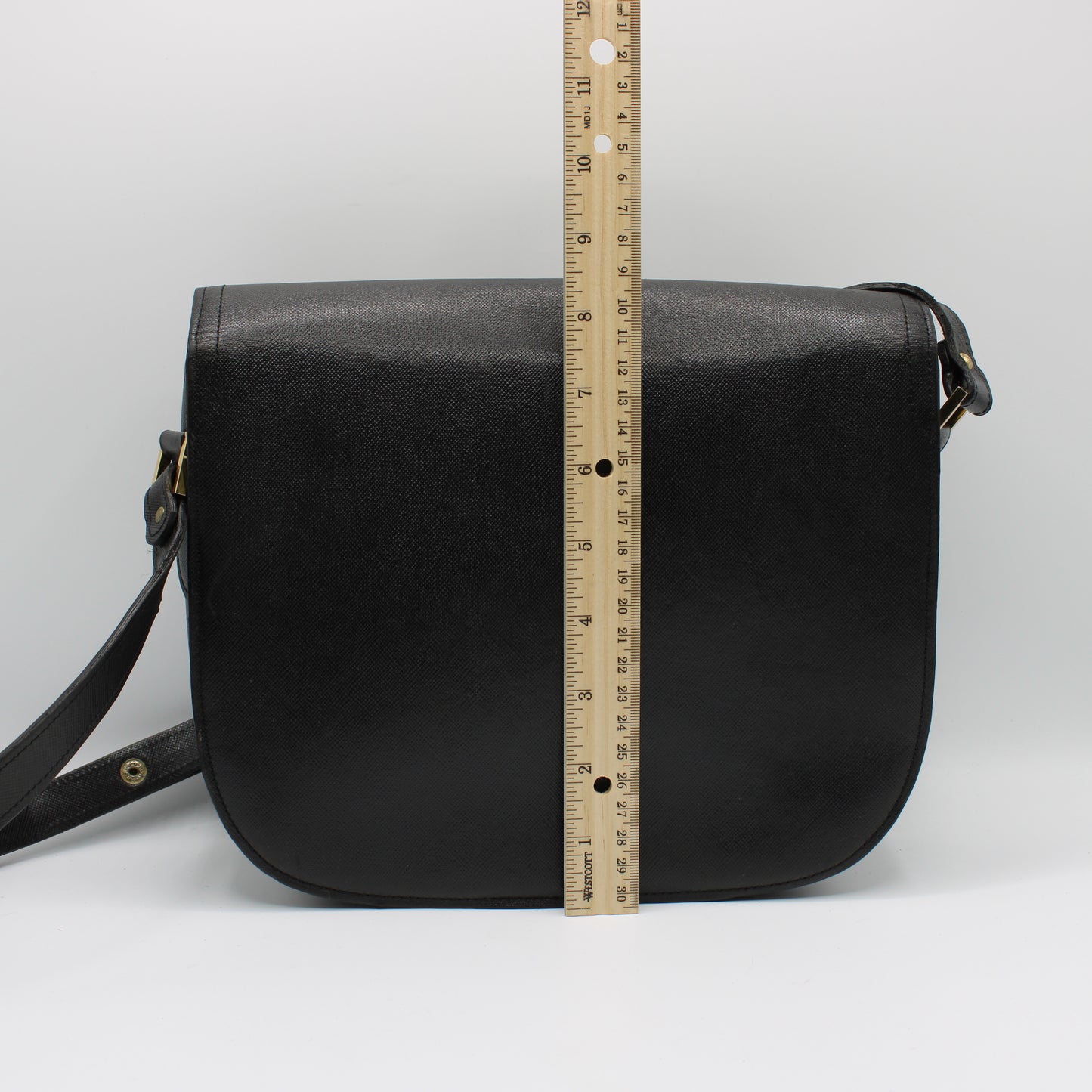 Yves Saint Laurent Black Leather Logo-Embossed Crossbody Bag