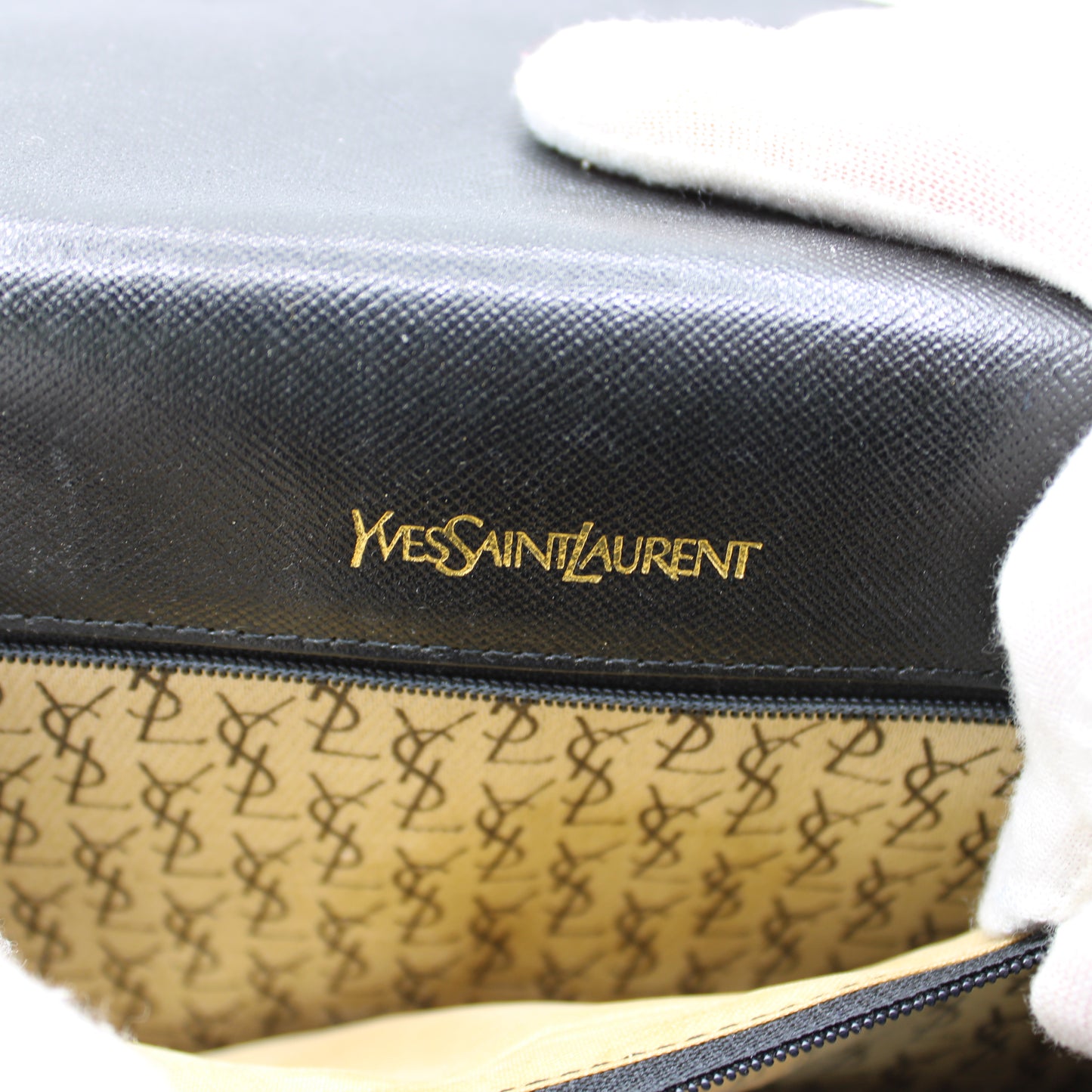 Yves Saint Laurent Black Leather Logo-Embossed Crossbody Bag