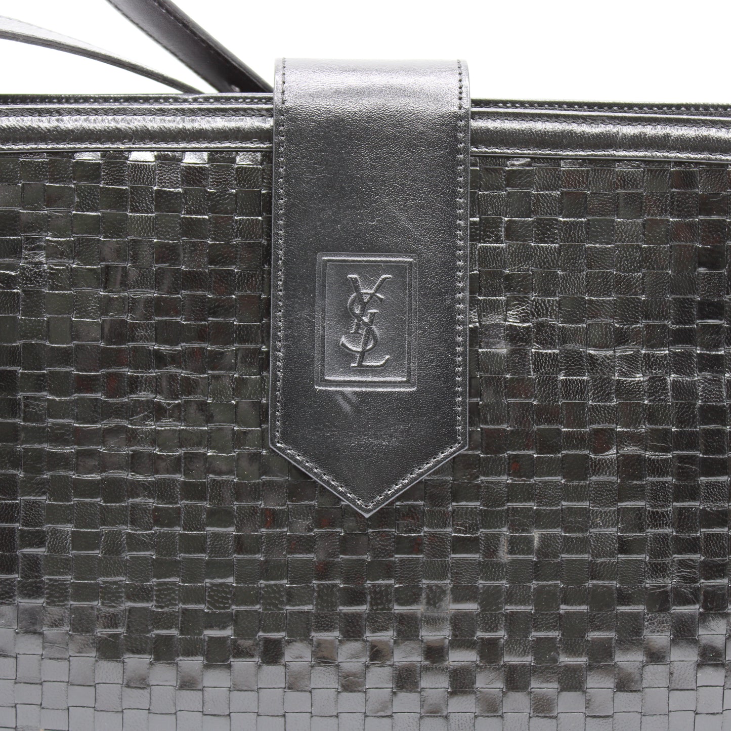 Yves Saint Laurent Black Woven Leather Crossbody Bag