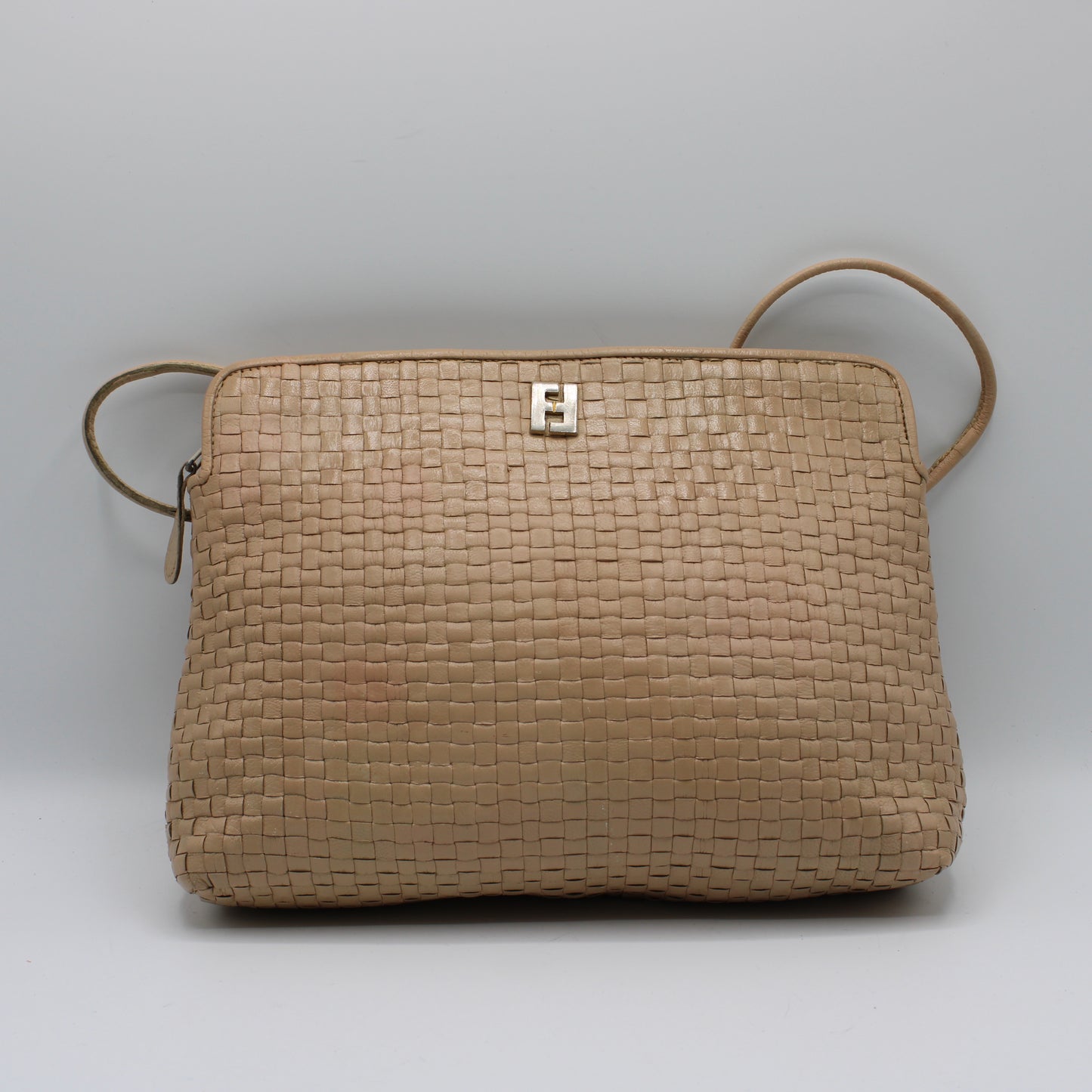 Fendi Beige Woven FF Leather Crossbody 1974 Bag