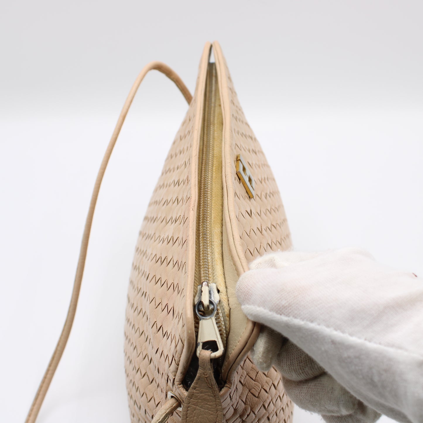 Fendi Beige Woven FF Leather Crossbody 1974 Bag