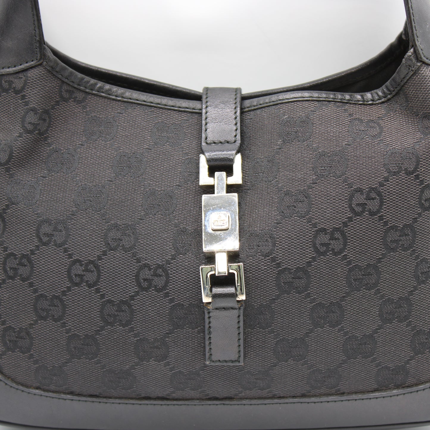 Gucci Black GG Canvas and Leather Small Jackie Hobo Bag