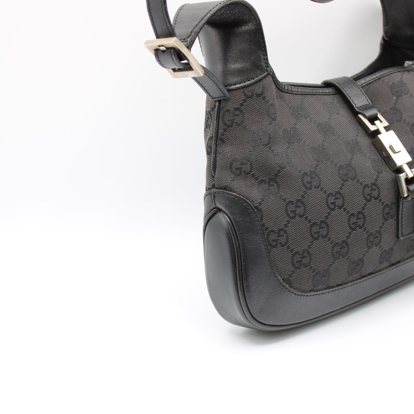 Gucci Black GG Canvas and Leather Small Jackie Hobo Bag