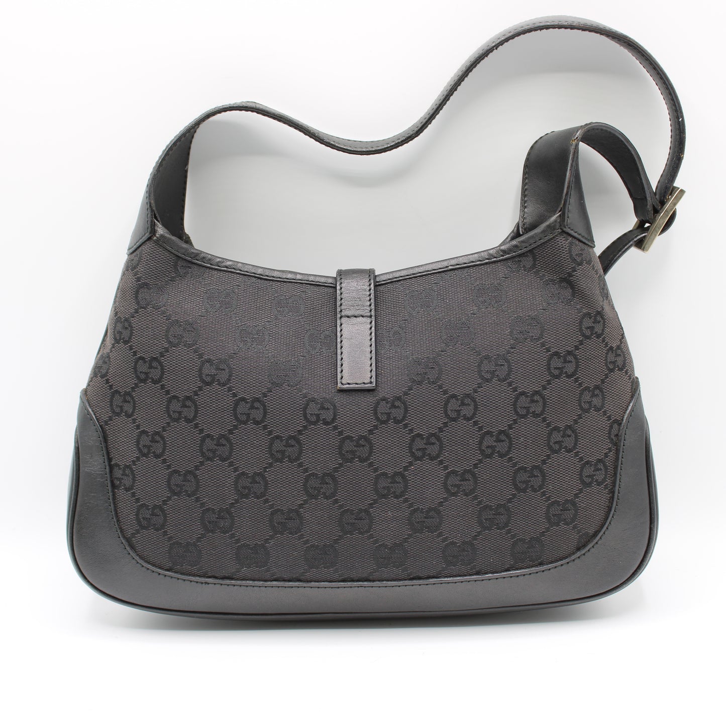 Gucci Black GG Canvas and Leather Small Jackie Hobo Bag