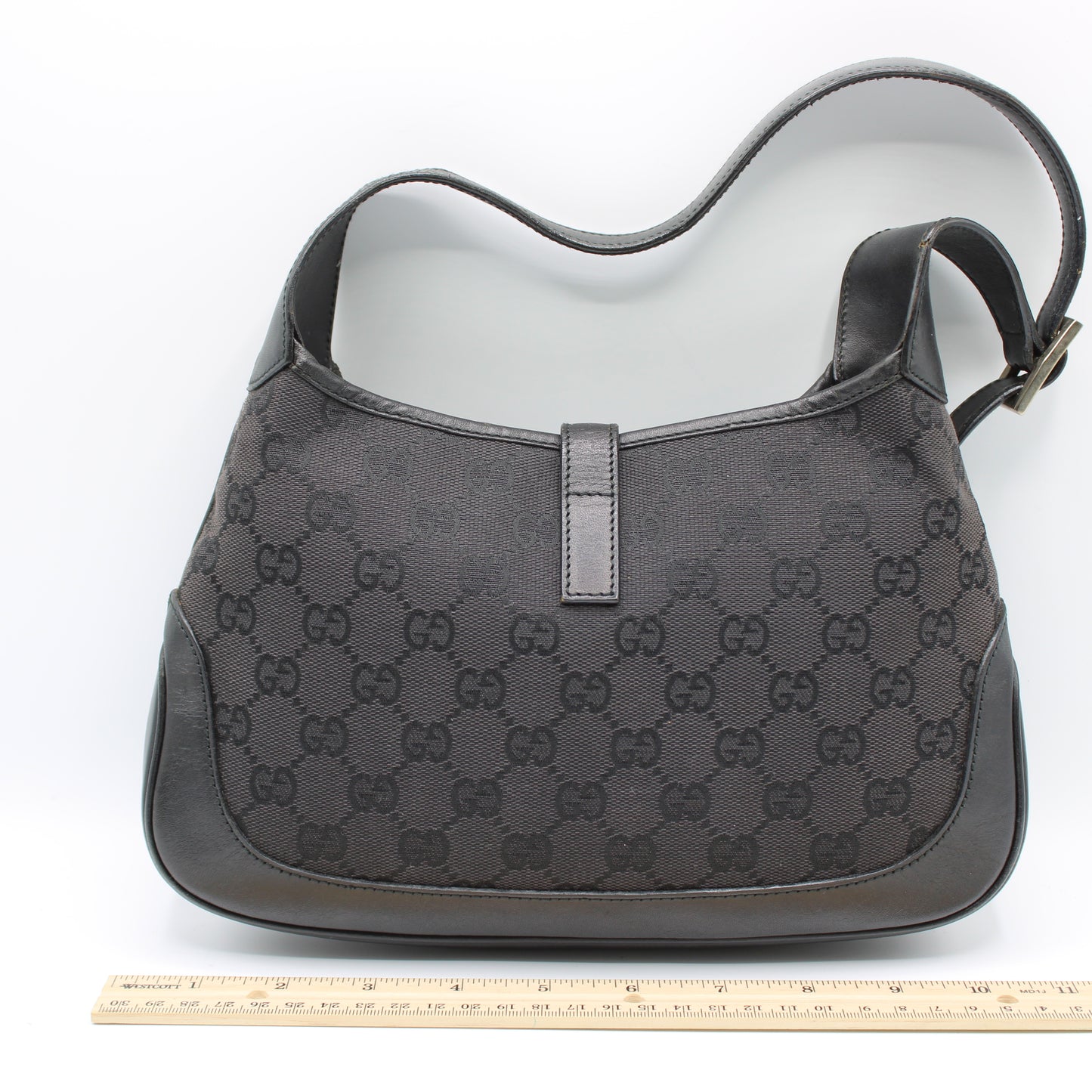 Gucci Black GG Canvas and Leather Small Jackie Hobo Bag