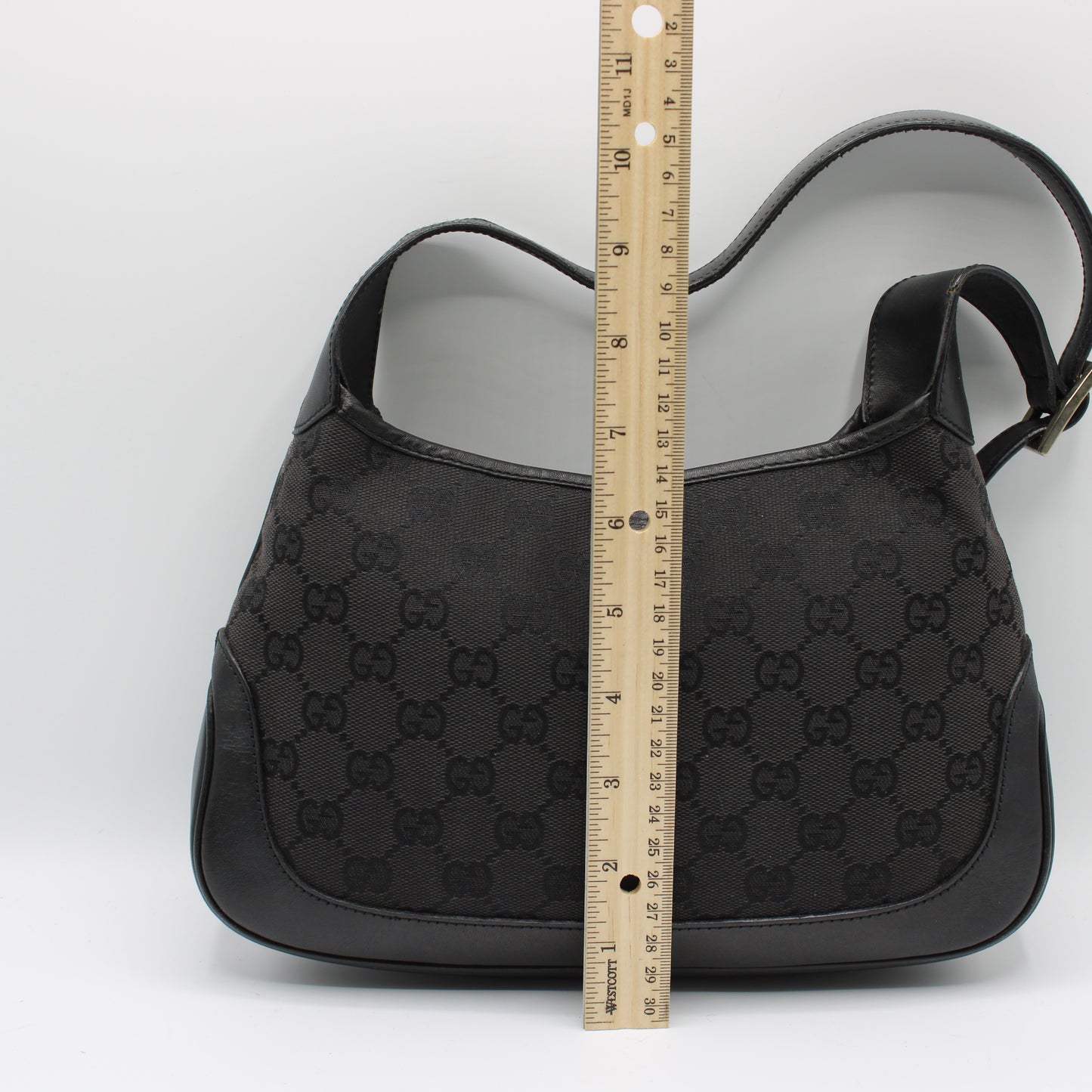 Gucci Black GG Canvas and Leather Small Jackie Hobo Bag