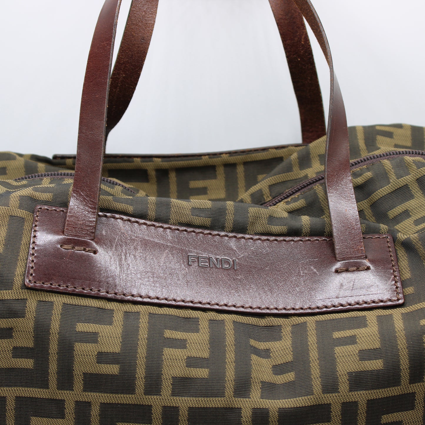 Fendi Brown Zucca Canvas Leather Collapsible Shopping Tote #2