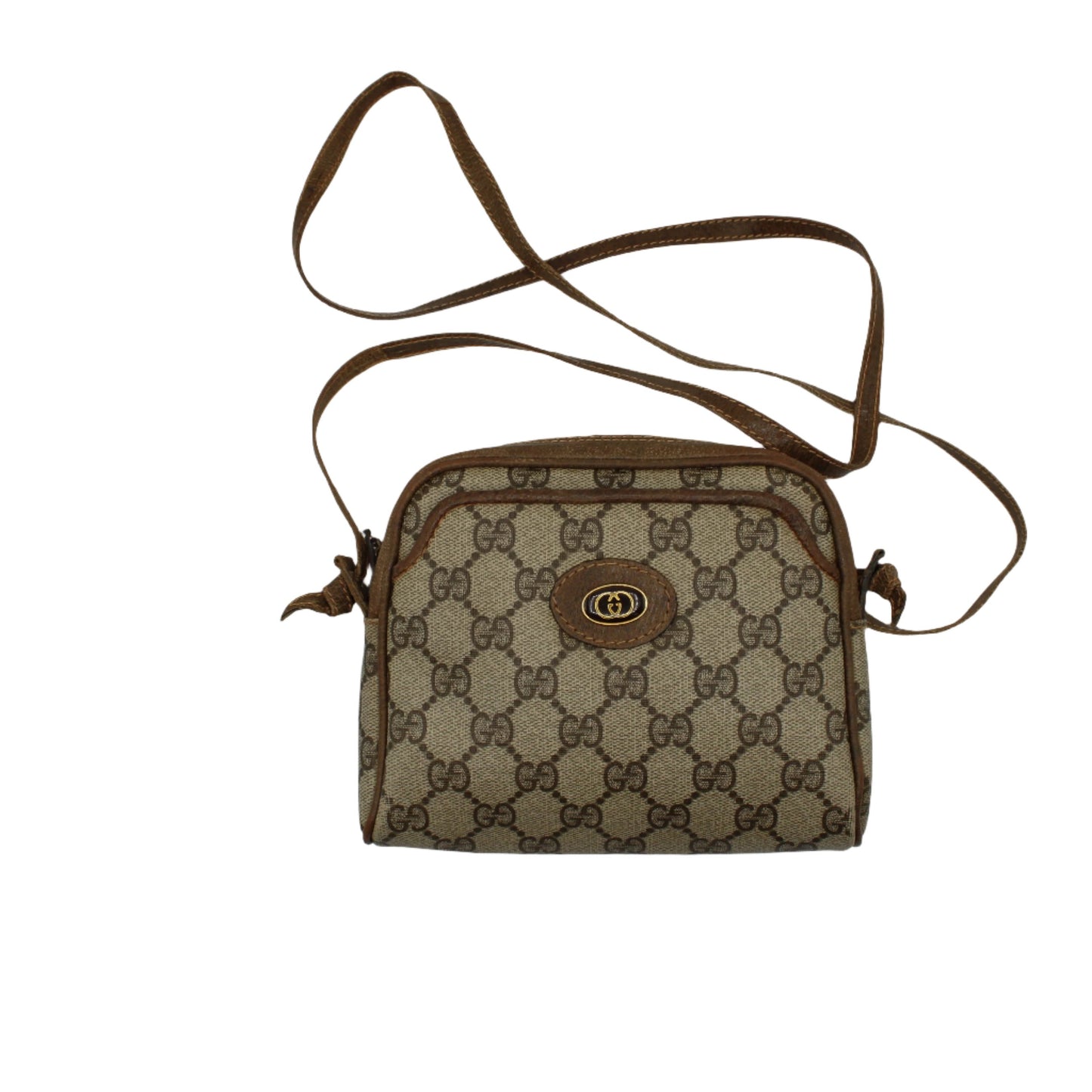 Gucci Brown GG Monogram Canvas Leather Mini Crossbody Bag