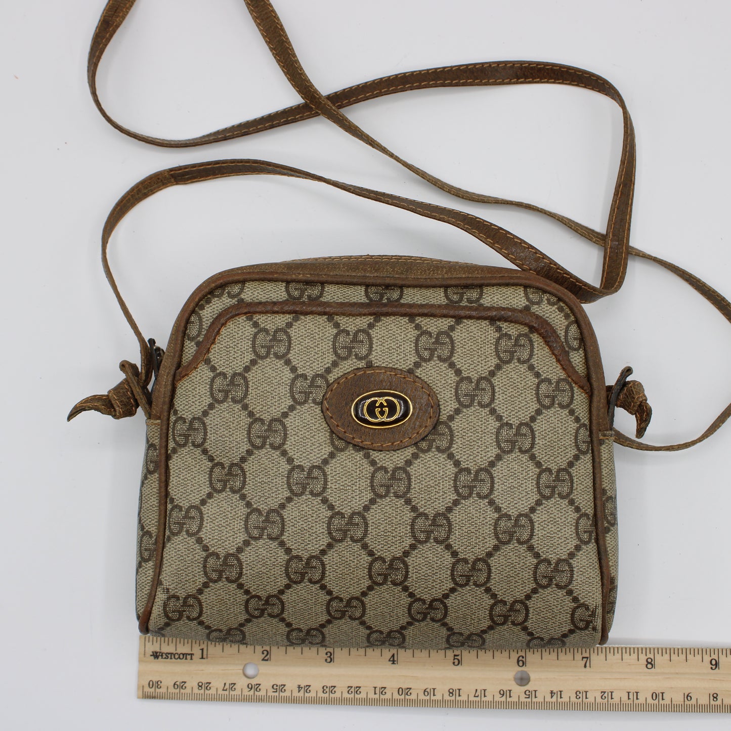 Gucci Brown GG Monogram Canvas Leather Mini Crossbody Bag