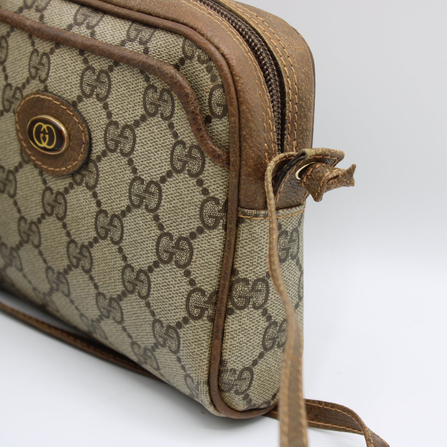 Gucci Brown GG Monogram Canvas Leather Mini Crossbody Bag