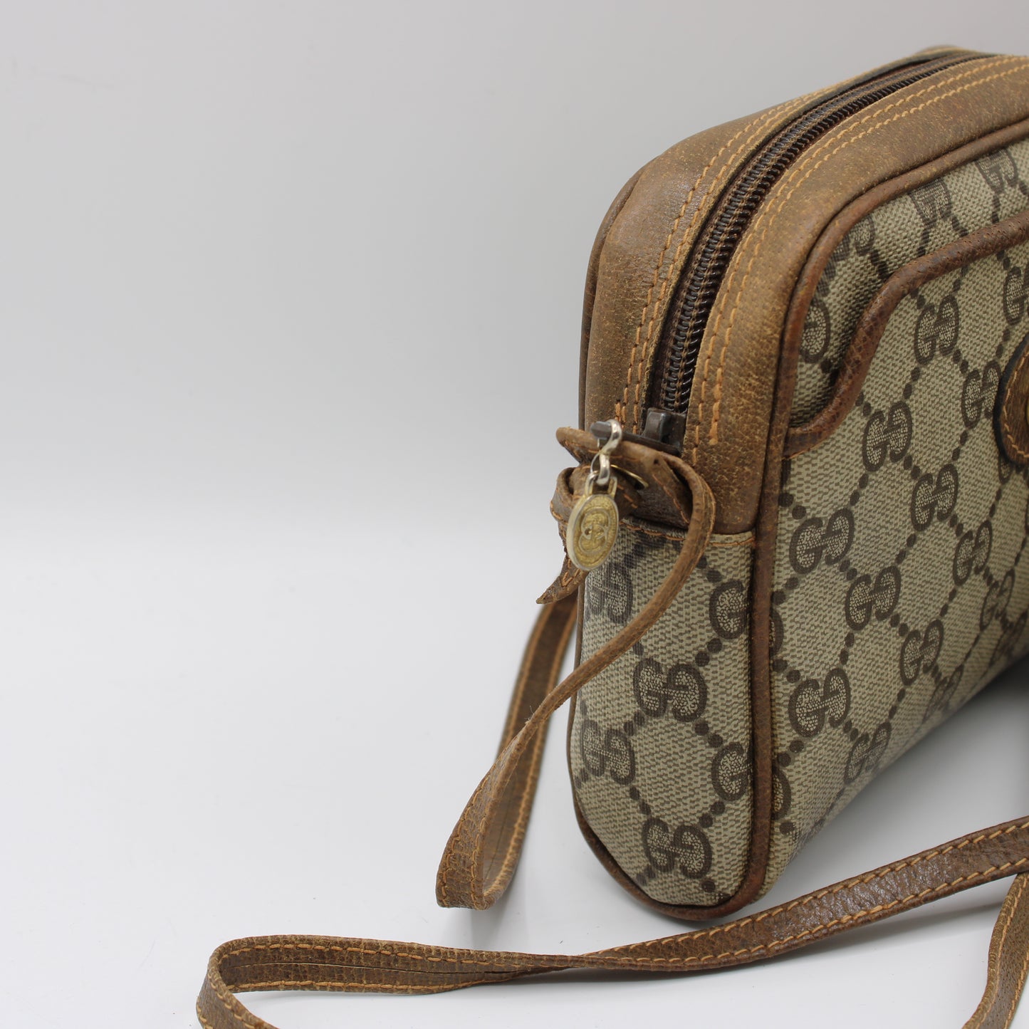 Gucci Brown GG Monogram Canvas Leather Mini Crossbody Bag