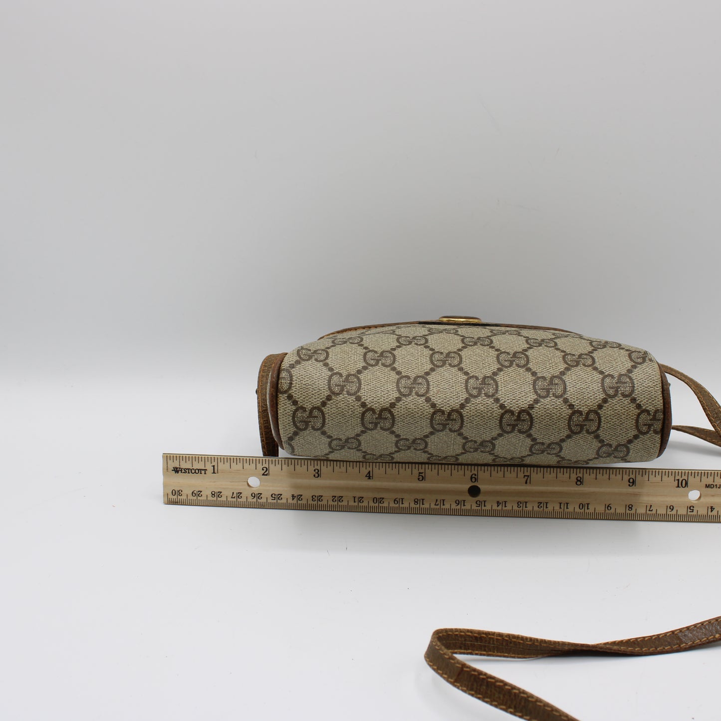 Gucci Brown GG Monogram Canvas Leather Mini Crossbody Bag