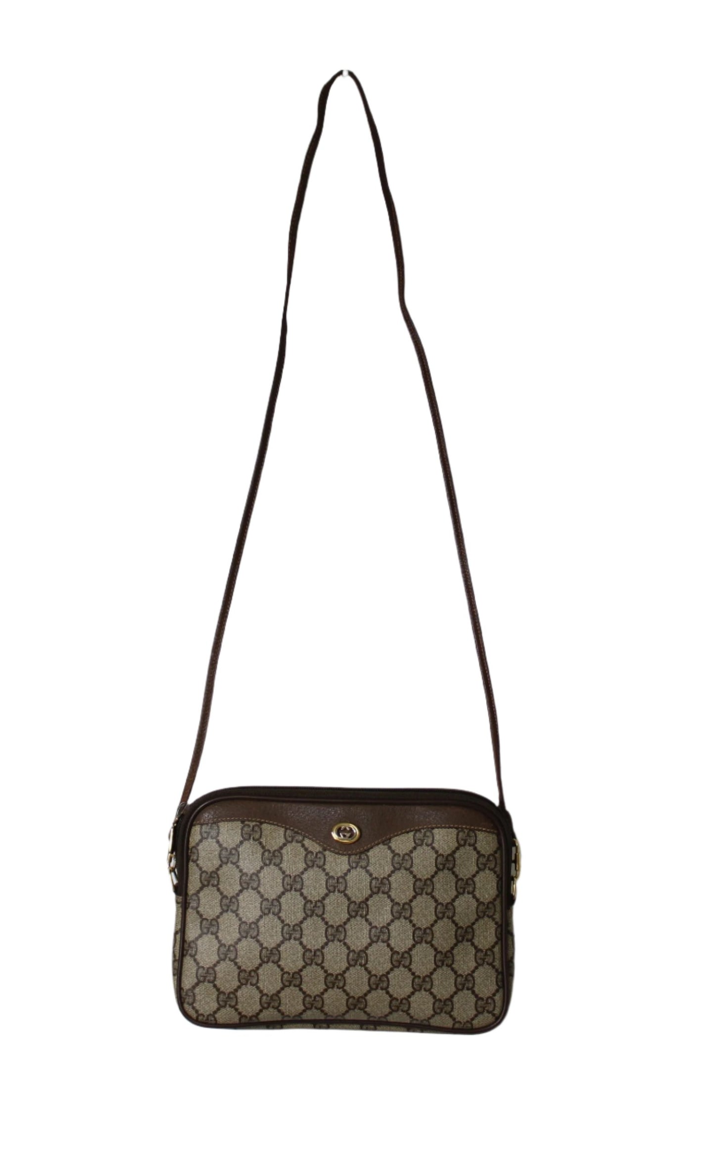 Gucci Beige GG Canvas Leather Crossbody Bag