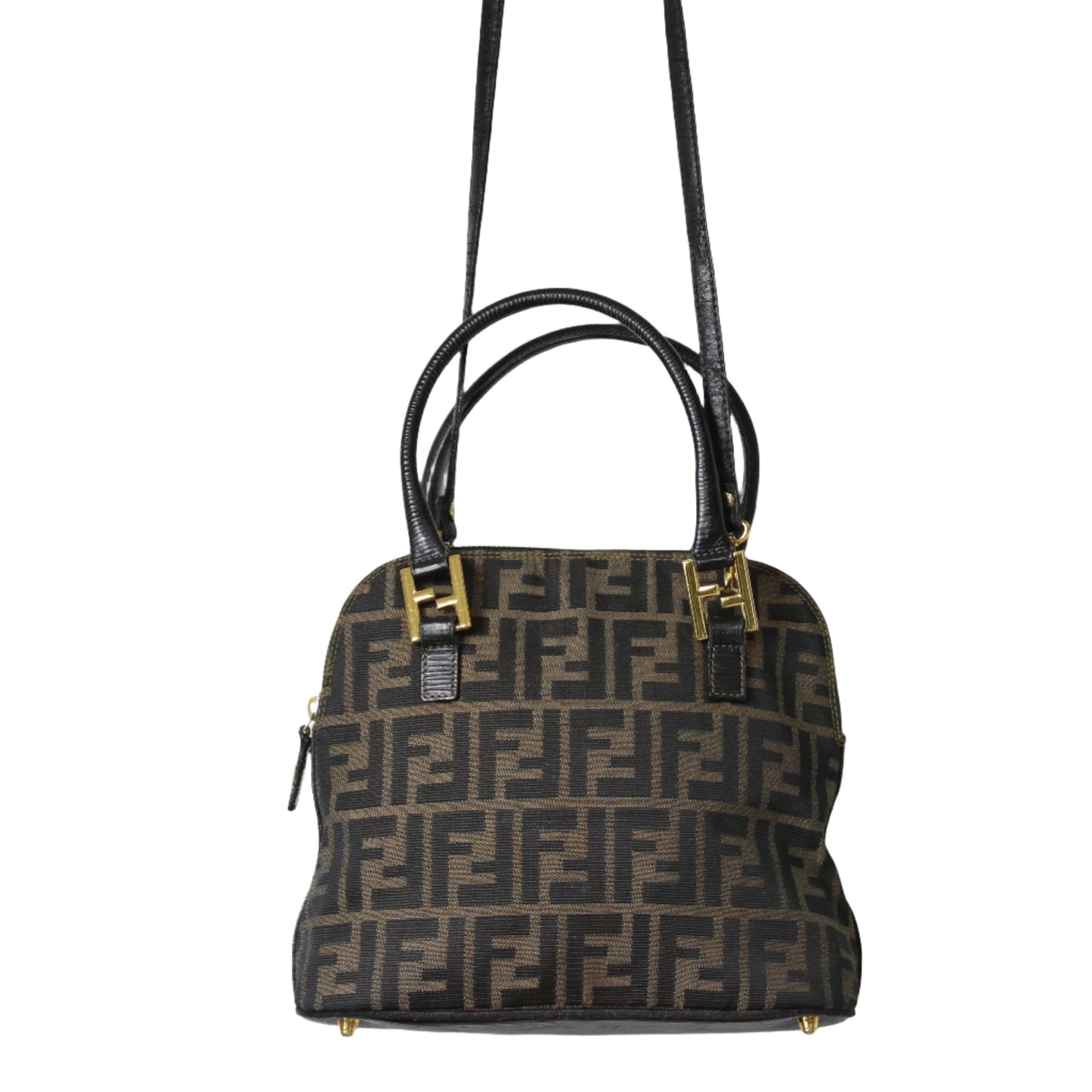 Fendi Brown Zucca Canvas Dome 2-Way Crossbody Handle Bag