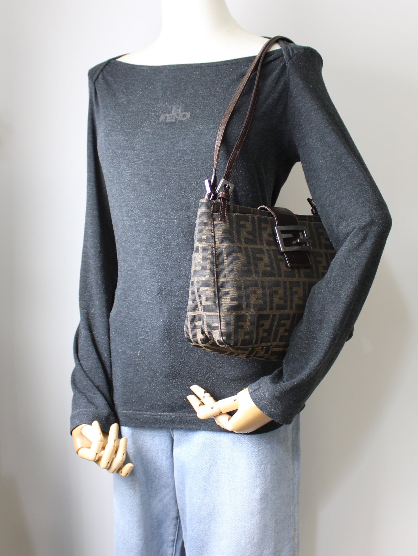 Fendi Brown Zucca FF Canvas Mamma Baguette Bag