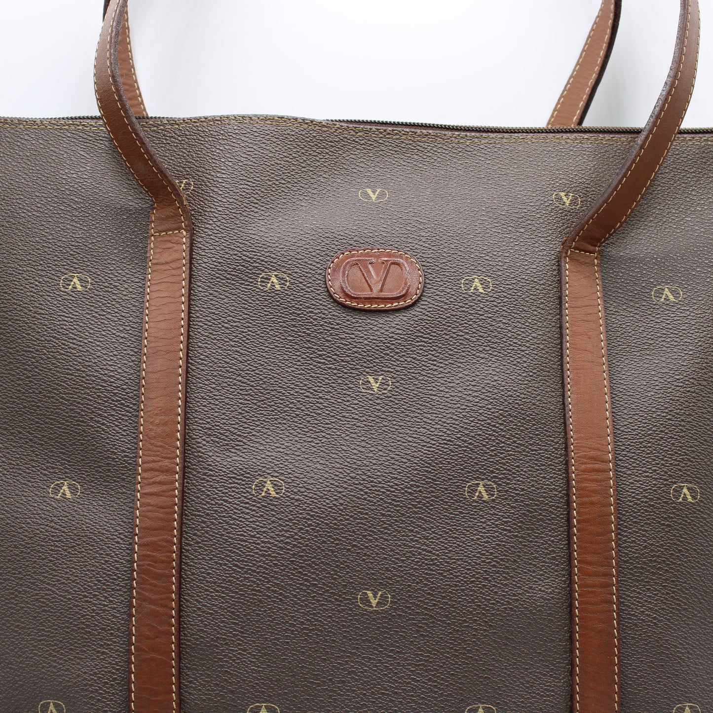 Valentino Garavani Brown Monogram Large Leather Tote Bag