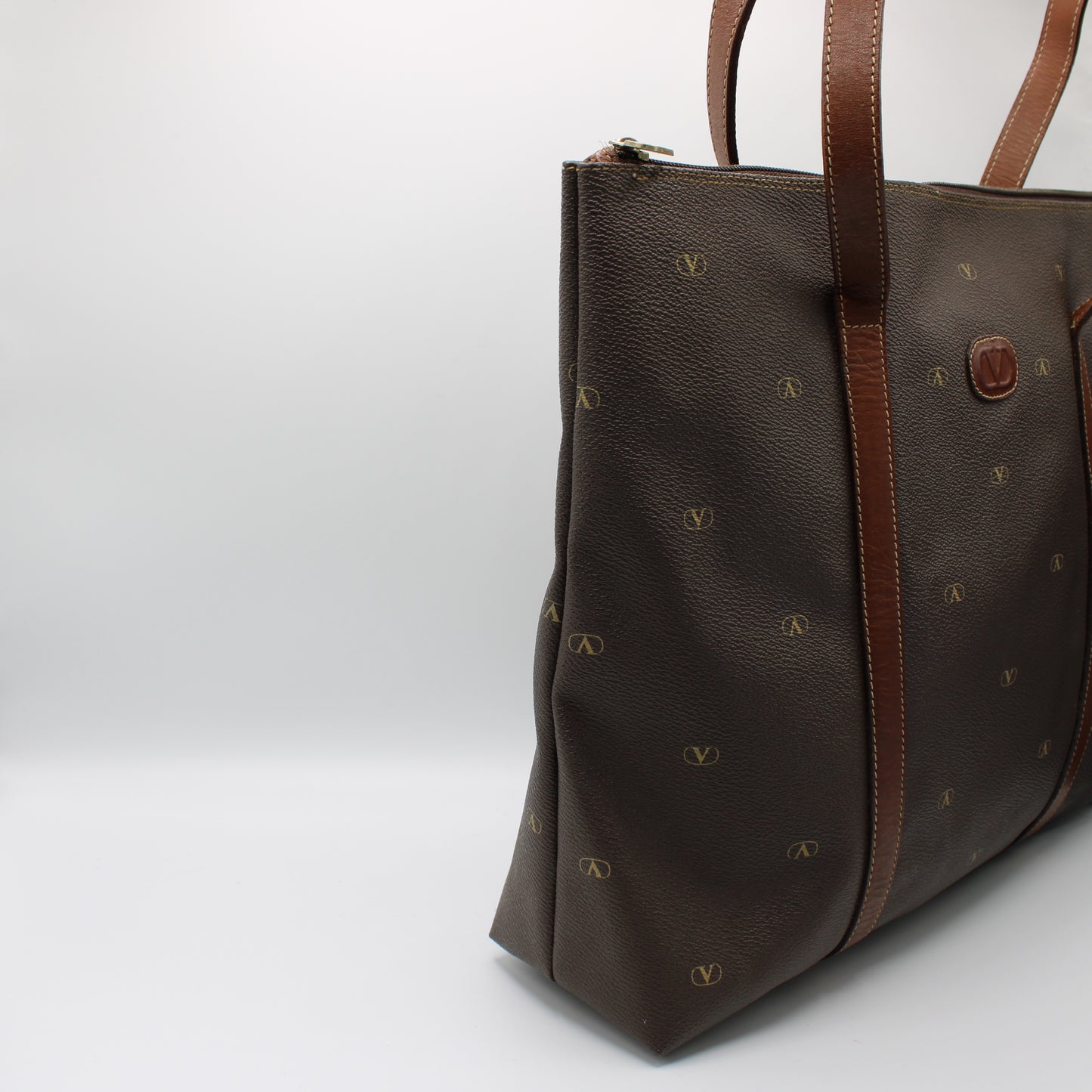 Valentino Garavani Brown Monogram Large Leather Tote Bag